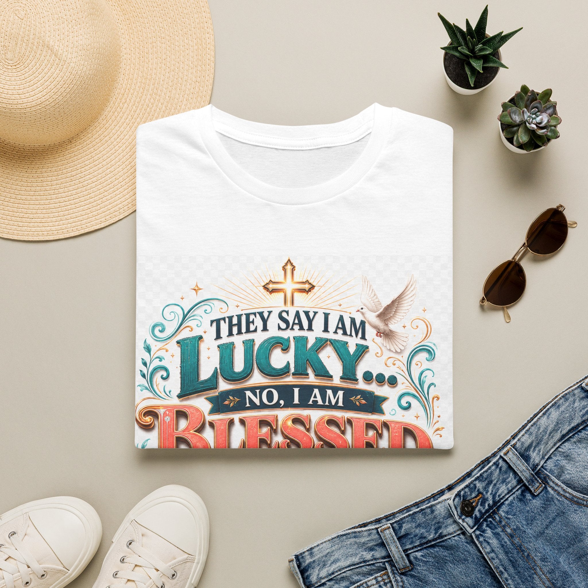 They Say I Am Lucky No, I Am Blessed T-Shirt — Christian Faith Tee