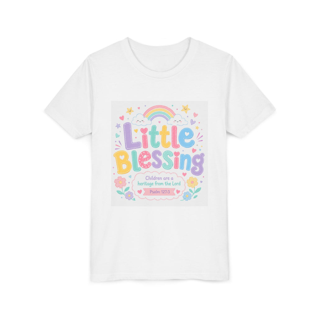 Youth Tee — “Little Blessing” Pastel Rainbow Kids T-Shirt
