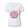 Christian V-Neck Tee — "I Am Winning Souls for Jesus" Floral Design