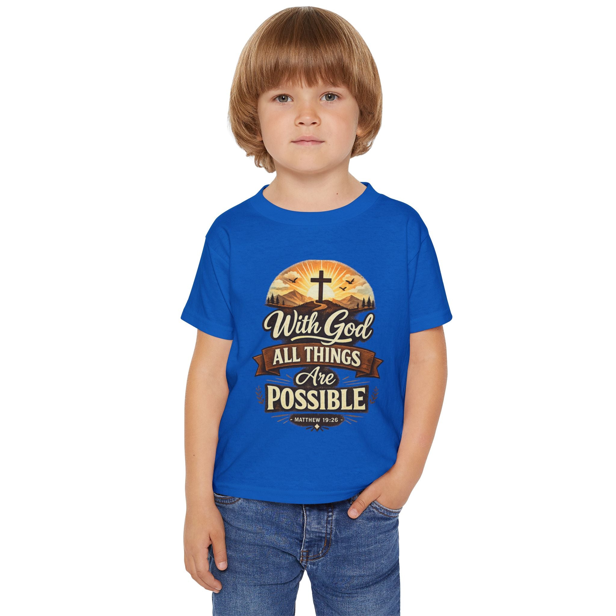 Toddler T-Shirt — "With God All Things Are Possible" Christian Faith Kids Tee