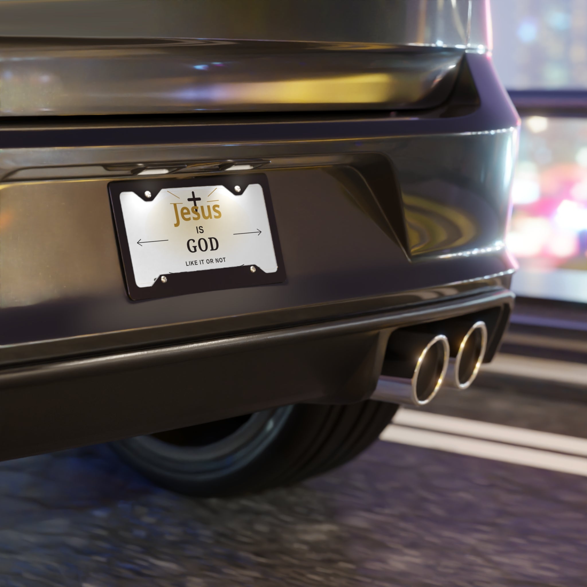Jesus Is God Vanity Plate — Christian License Plate with Bold Faith Message