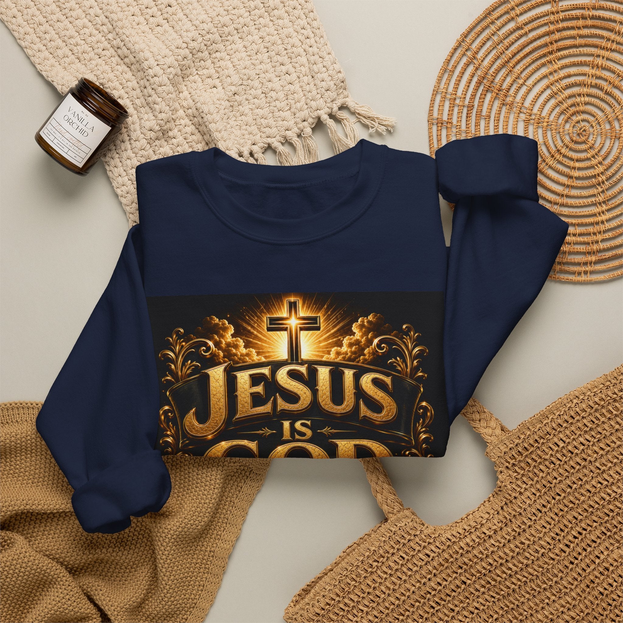 Jesus Is God Crewneck Sweatshirt — Christian Faith Graphic Sweatshirt