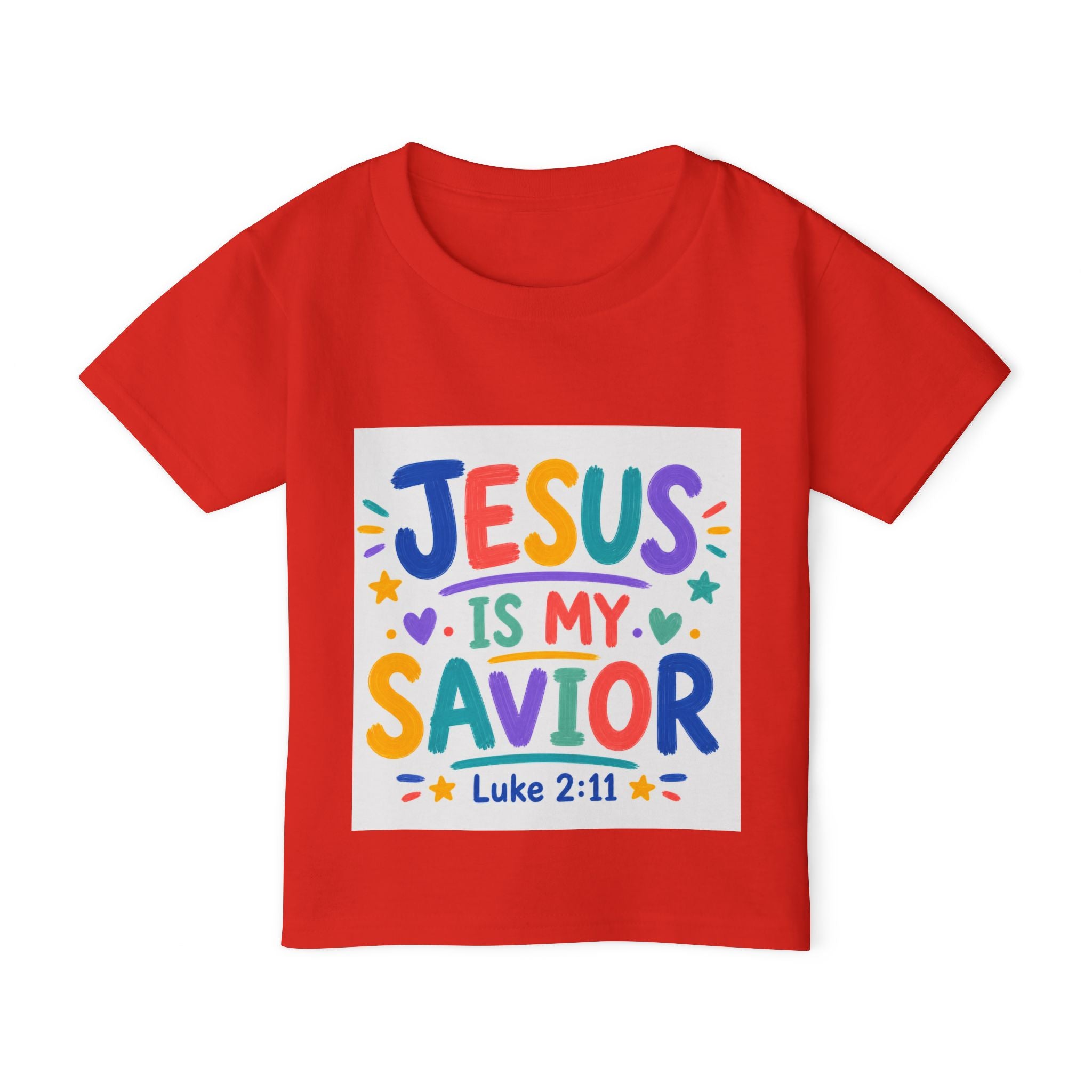 Toddler T-Shirt — "Jesus Is My Savior" Colorful Christian Kids Tee (Luke 2:11)