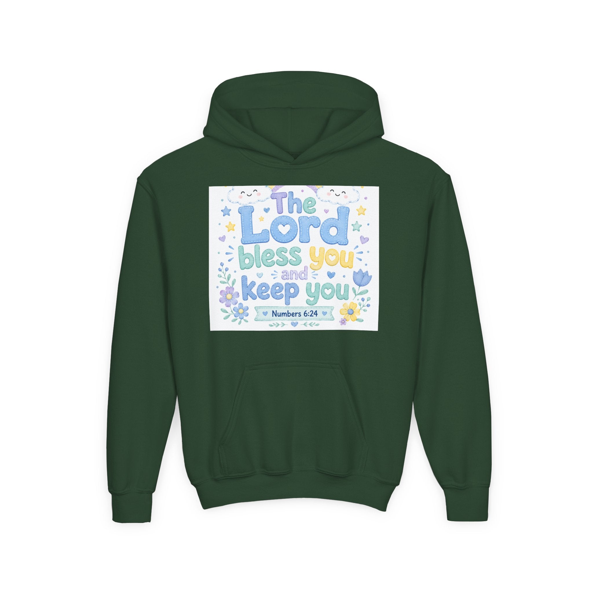 Youth Hoodie — "The Lord Bless You and Keep You" Scripture Sweatshirt (Numbers 6:24)