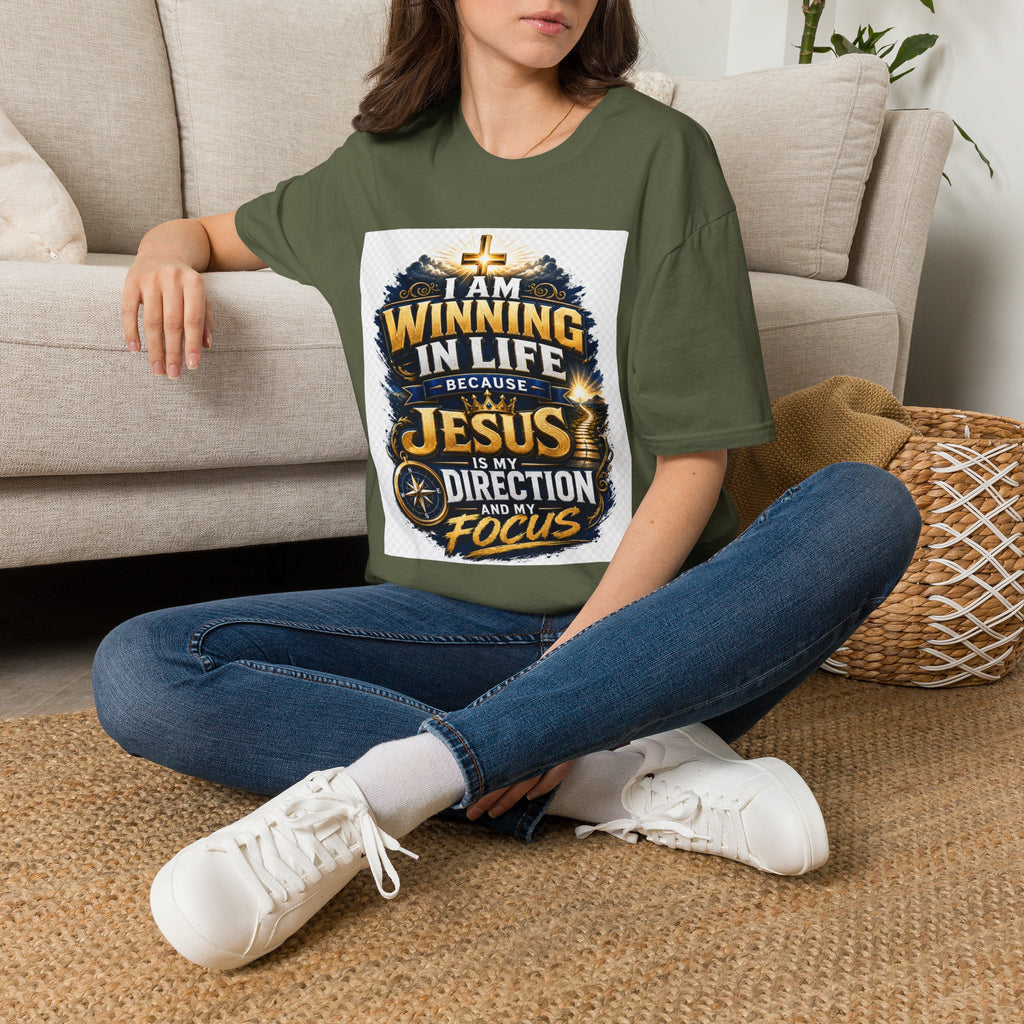 I Am Winning In Life Christian T-Shirt — "Jesus Is My Direction" Inspirational Faith Tee