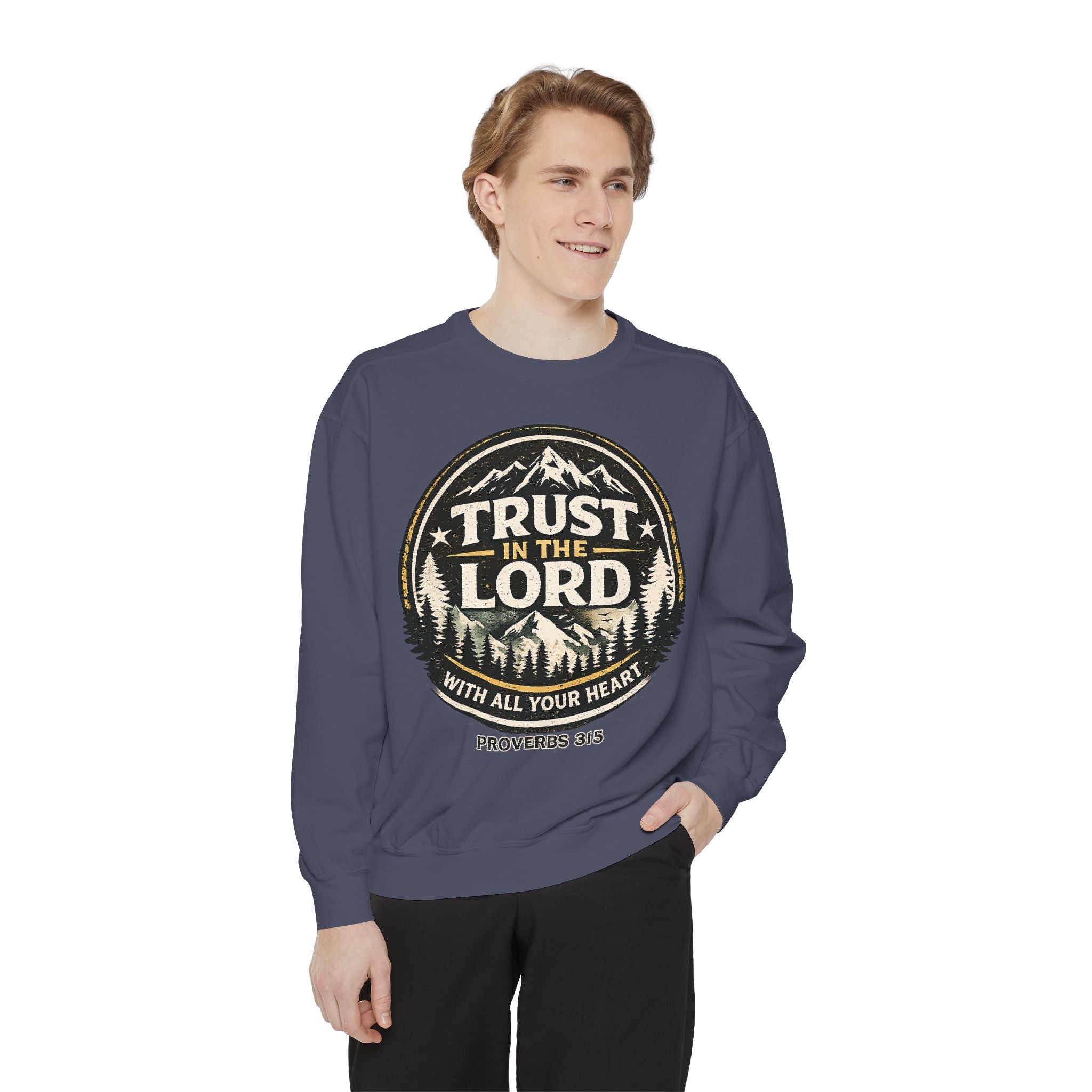 Trust in the Lord Sweatshirt — Proverbs 3:5 Faith Graphic Crewneck