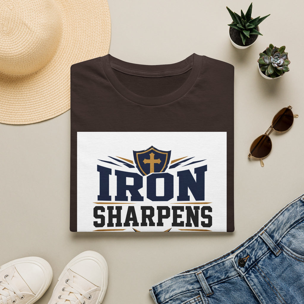 Iron Sharpens Iron T-Shirt — Christian Faith Shield Design