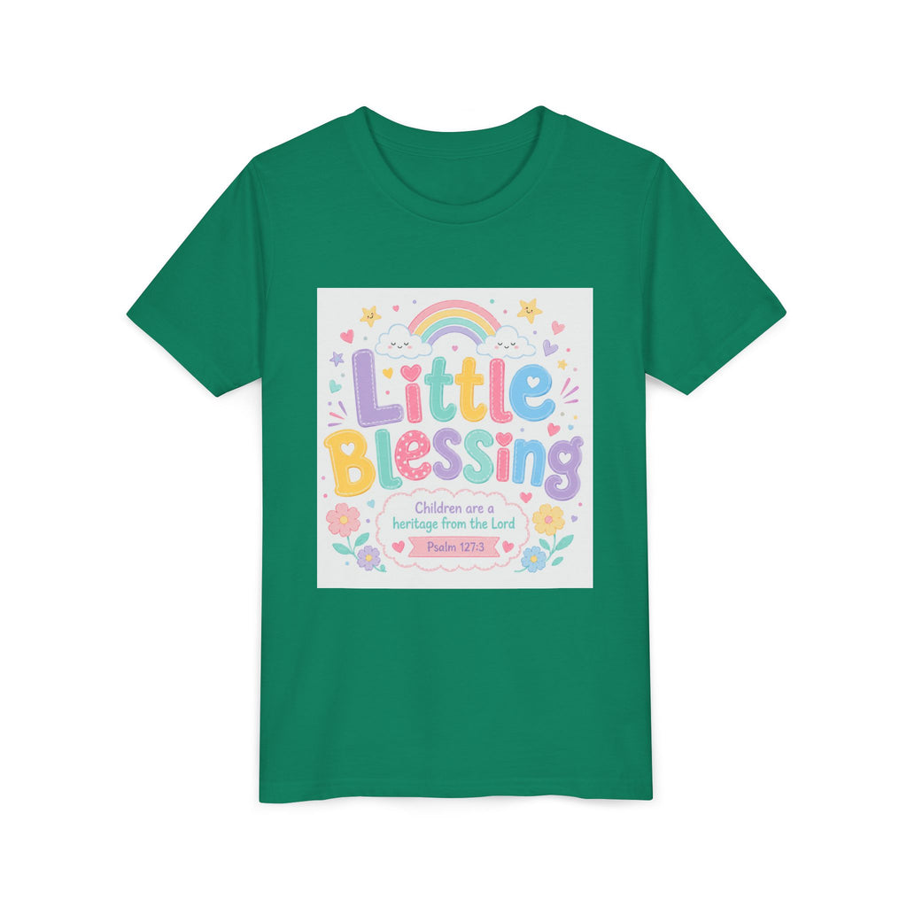 Youth Tee — “Little Blessing” Pastel Rainbow Kids T-Shirt