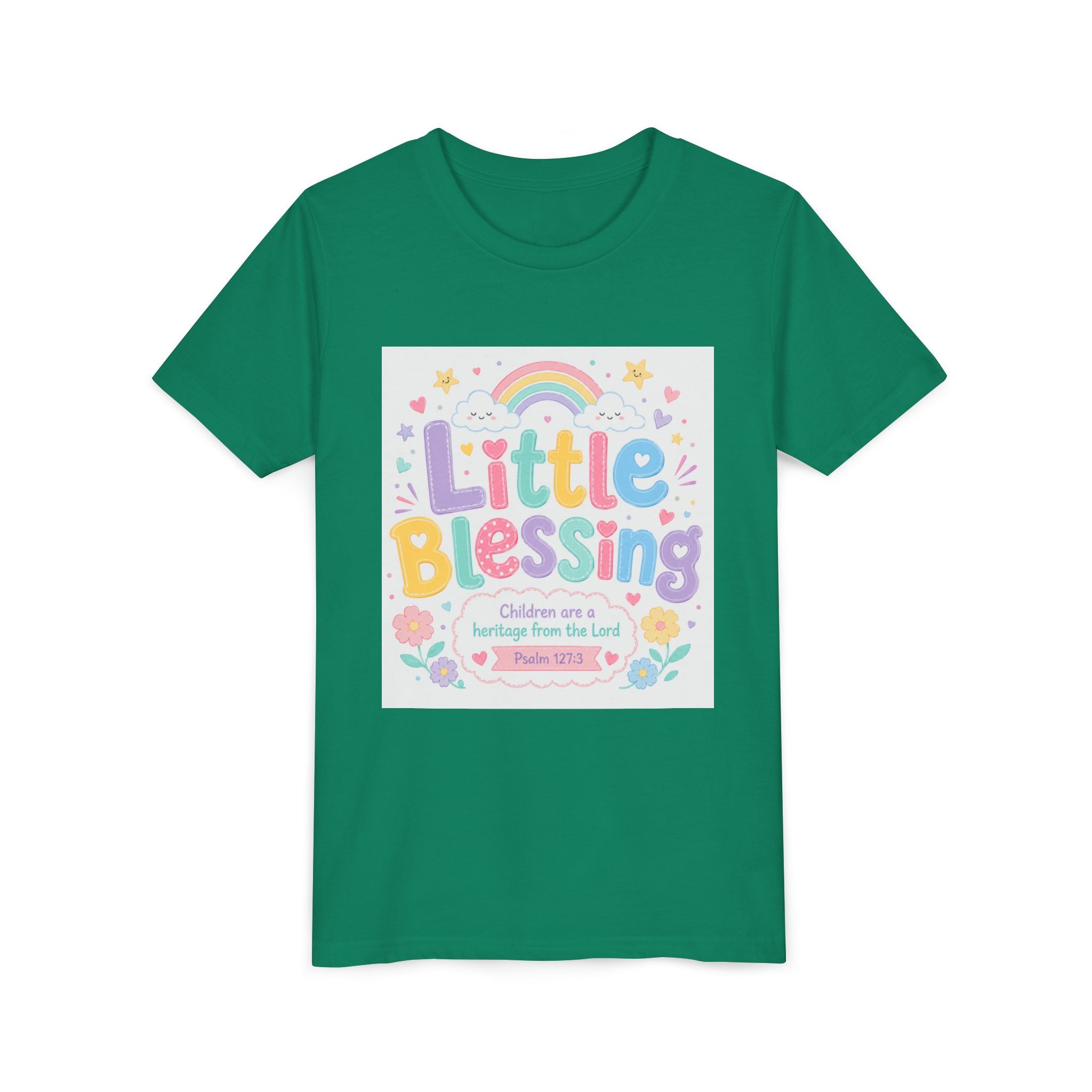 Youth Tee — “Little Blessing” Pastel Rainbow Kids T-Shirt