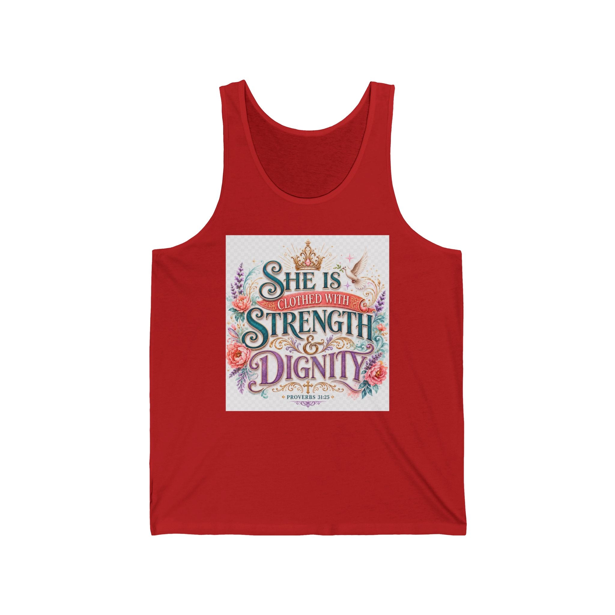 She Is Clothed With Strength & Dignity Tank — Inspirational Floral Women’s Tank Top