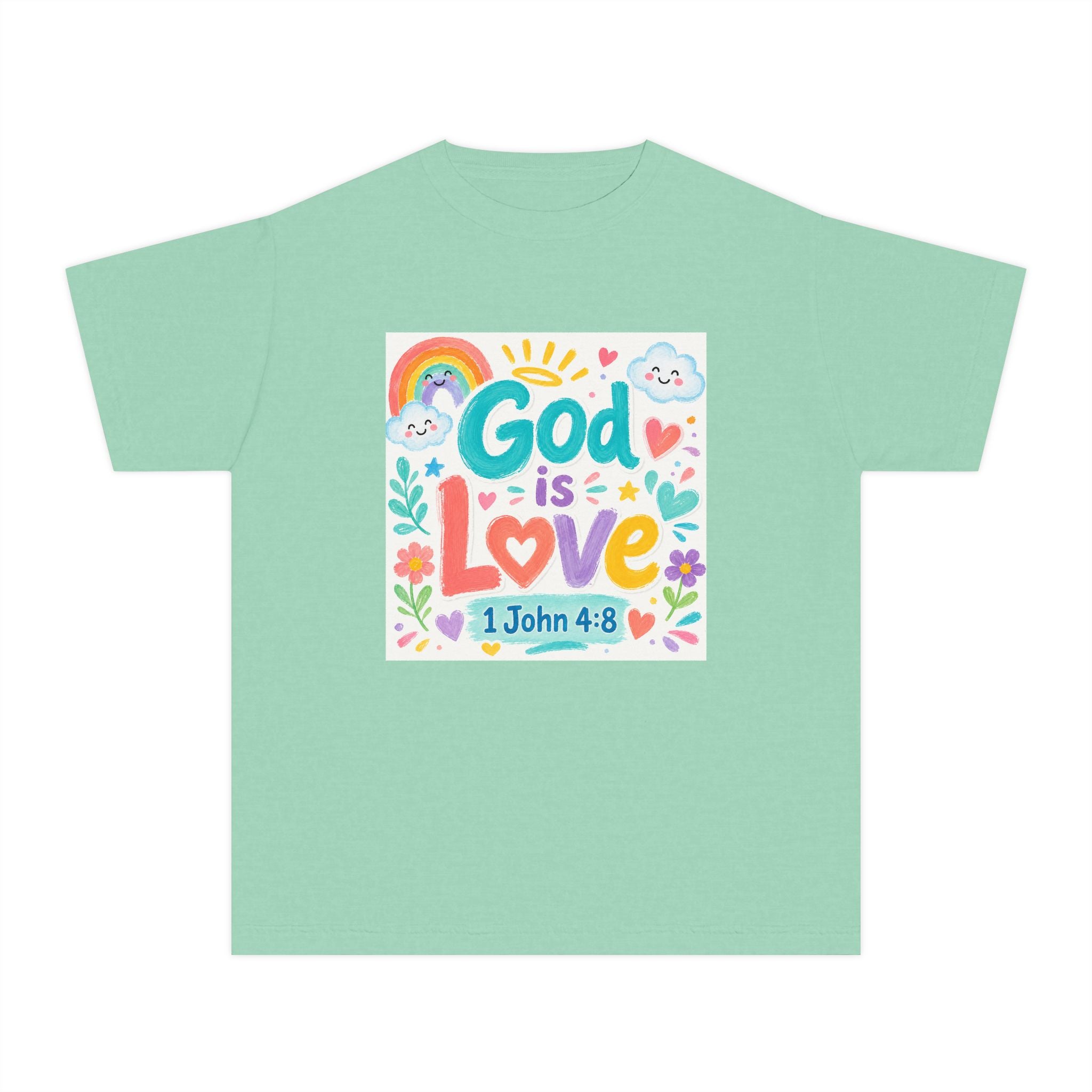 Youth Tee — "God Is Love" Kids Christian T-Shirt (1 John 4:8)