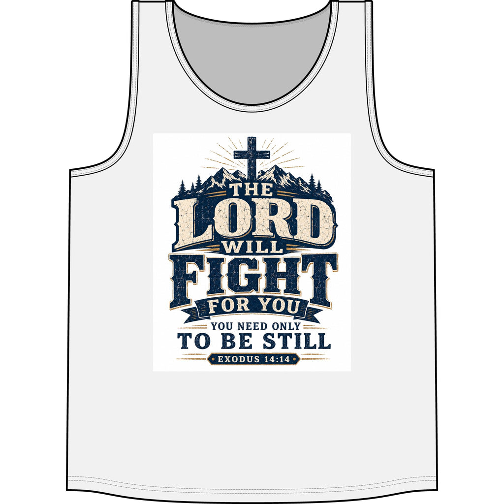 Christian Tank Top — "The Lord Will Fight For You" Exodus 14:14 Inspirational Faith Tank