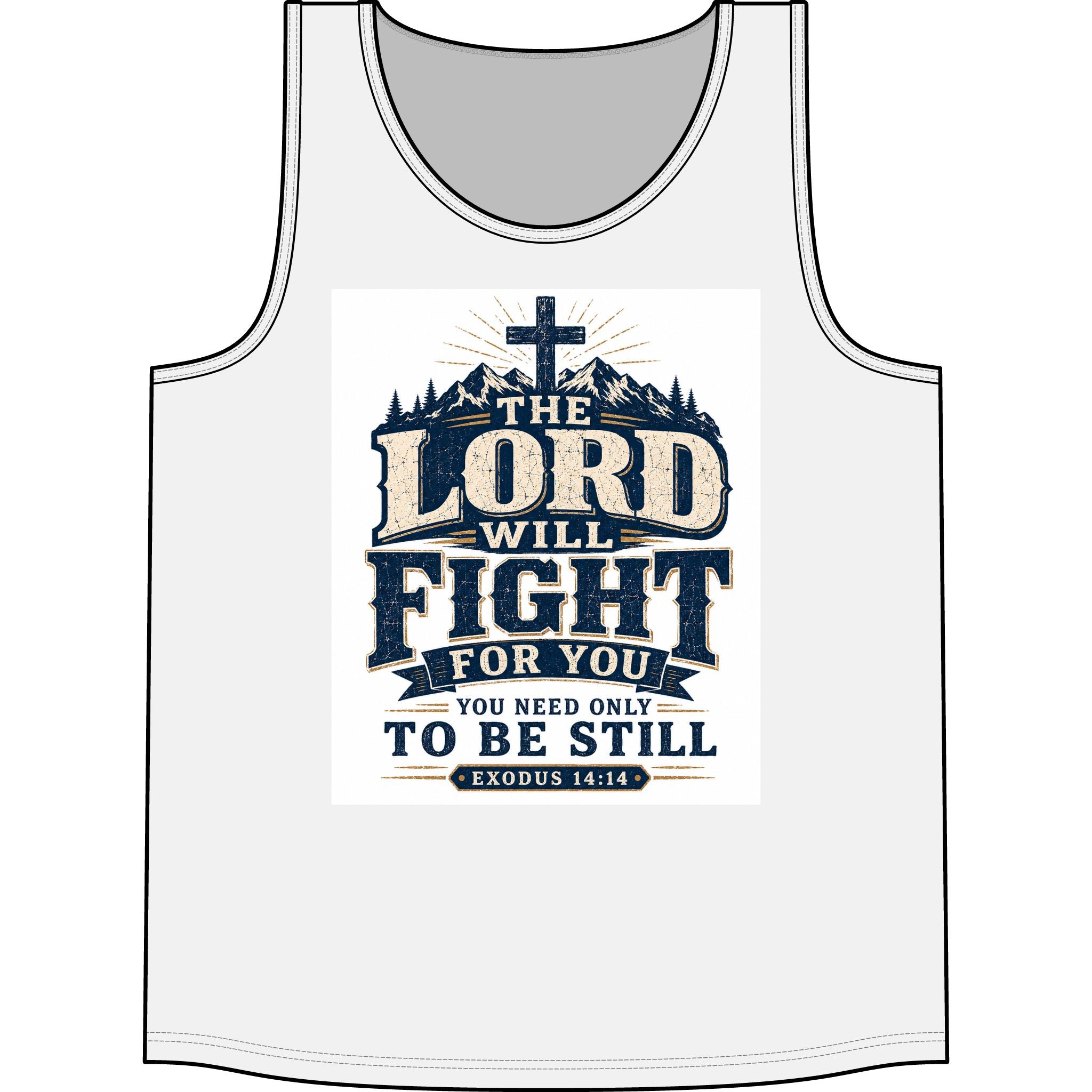 Christian Tank Top — "The Lord Will Fight For You" Exodus 14:14 Inspirational Faith Tank
