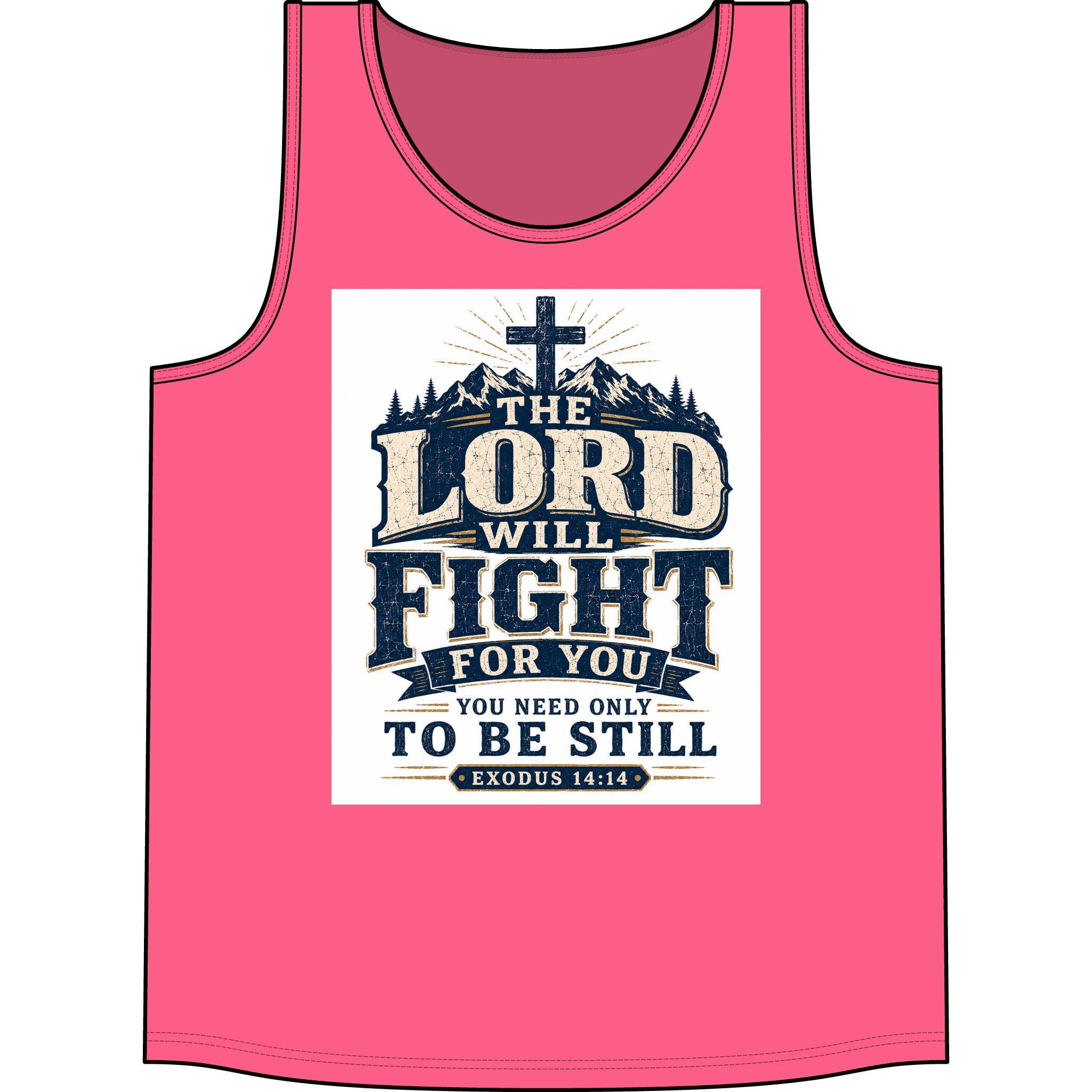 Christian Tank Top — "The Lord Will Fight For You" Exodus 14:14 Inspirational Faith Tank