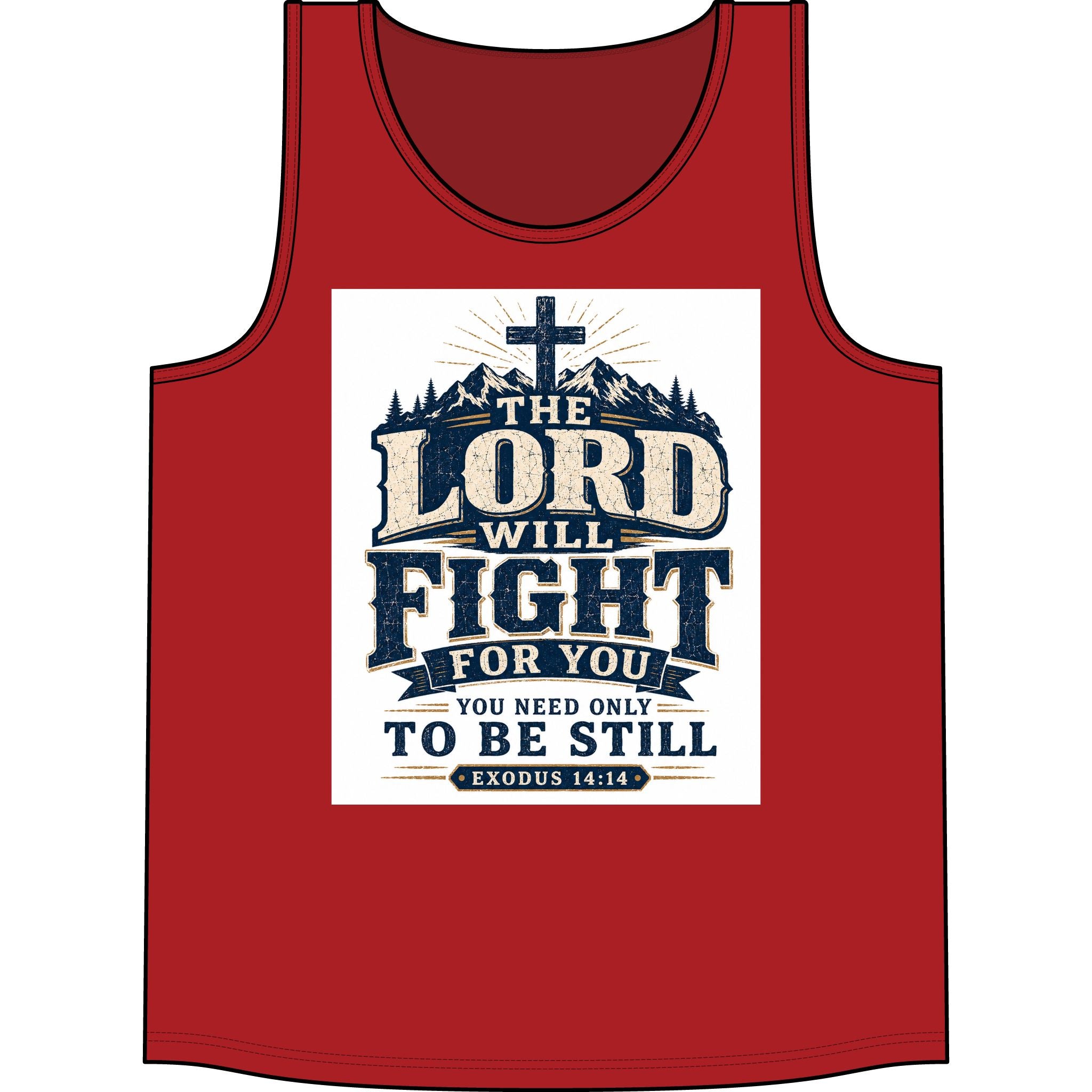 Christian Tank Top — "The Lord Will Fight For You" Exodus 14:14 Inspirational Faith Tank
