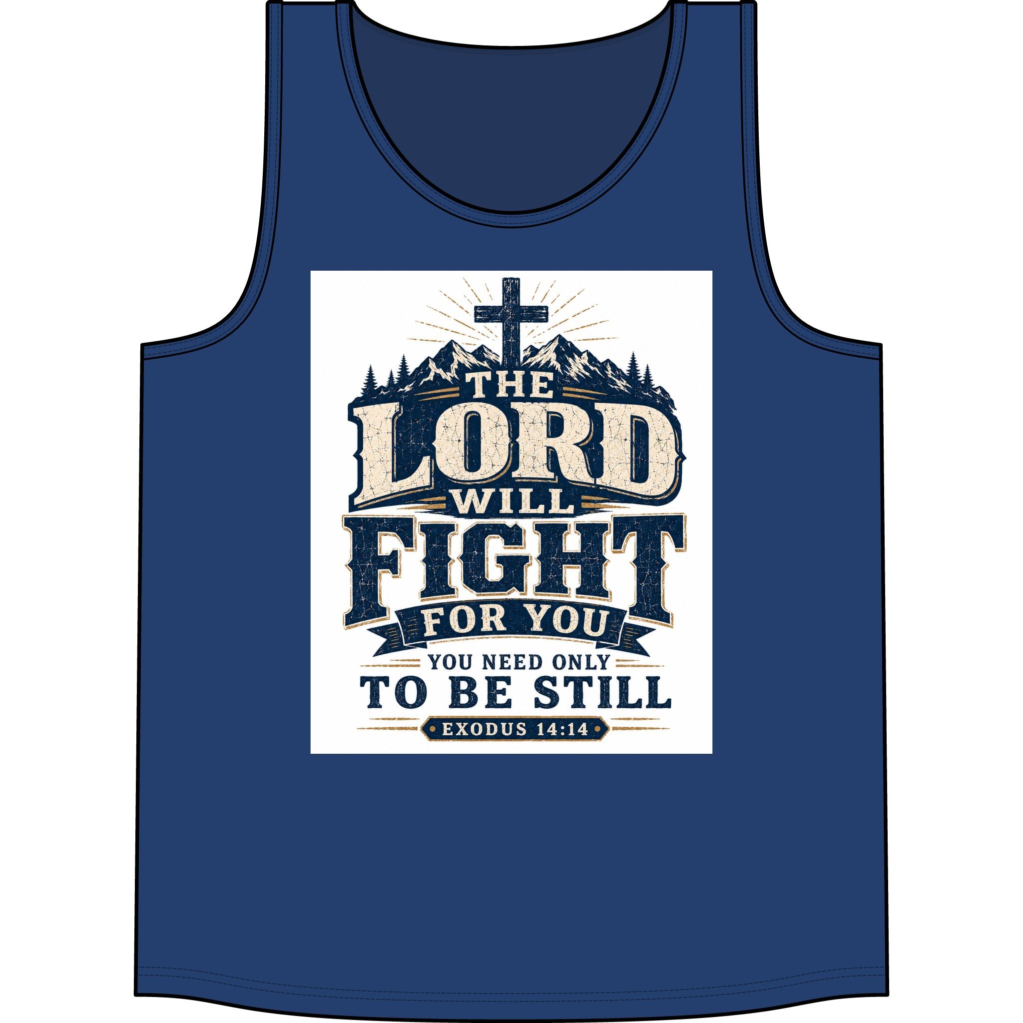 Christian Tank Top — "The Lord Will Fight For You" Exodus 14:14 Inspirational Faith Tank