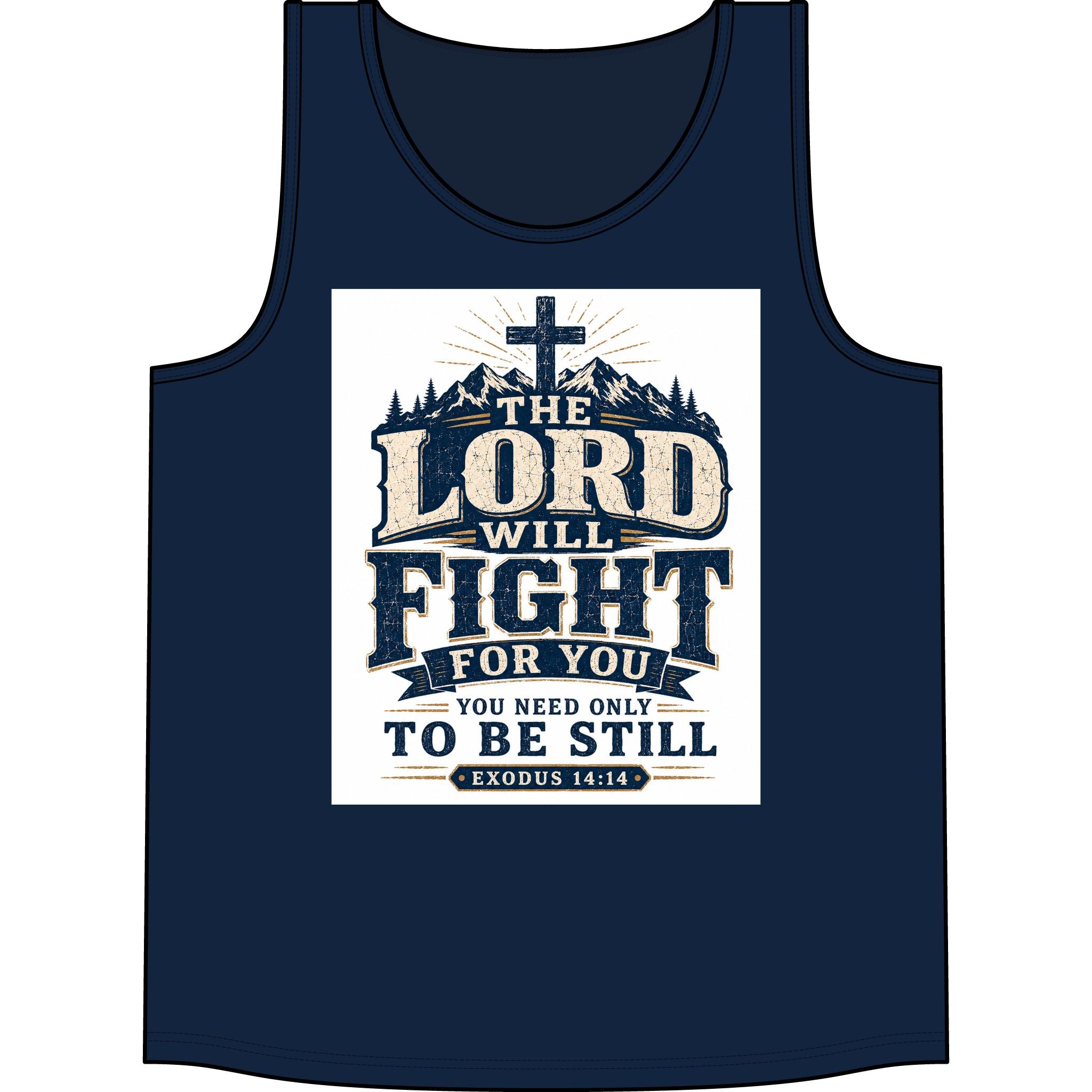 Christian Tank Top — "The Lord Will Fight For You" Exodus 14:14 Inspirational Faith Tank