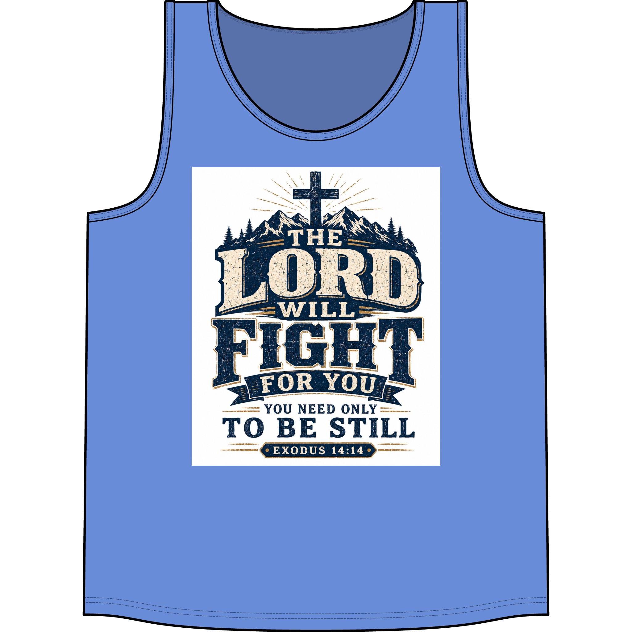 Christian Tank Top — "The Lord Will Fight For You" Exodus 14:14 Inspirational Faith Tank