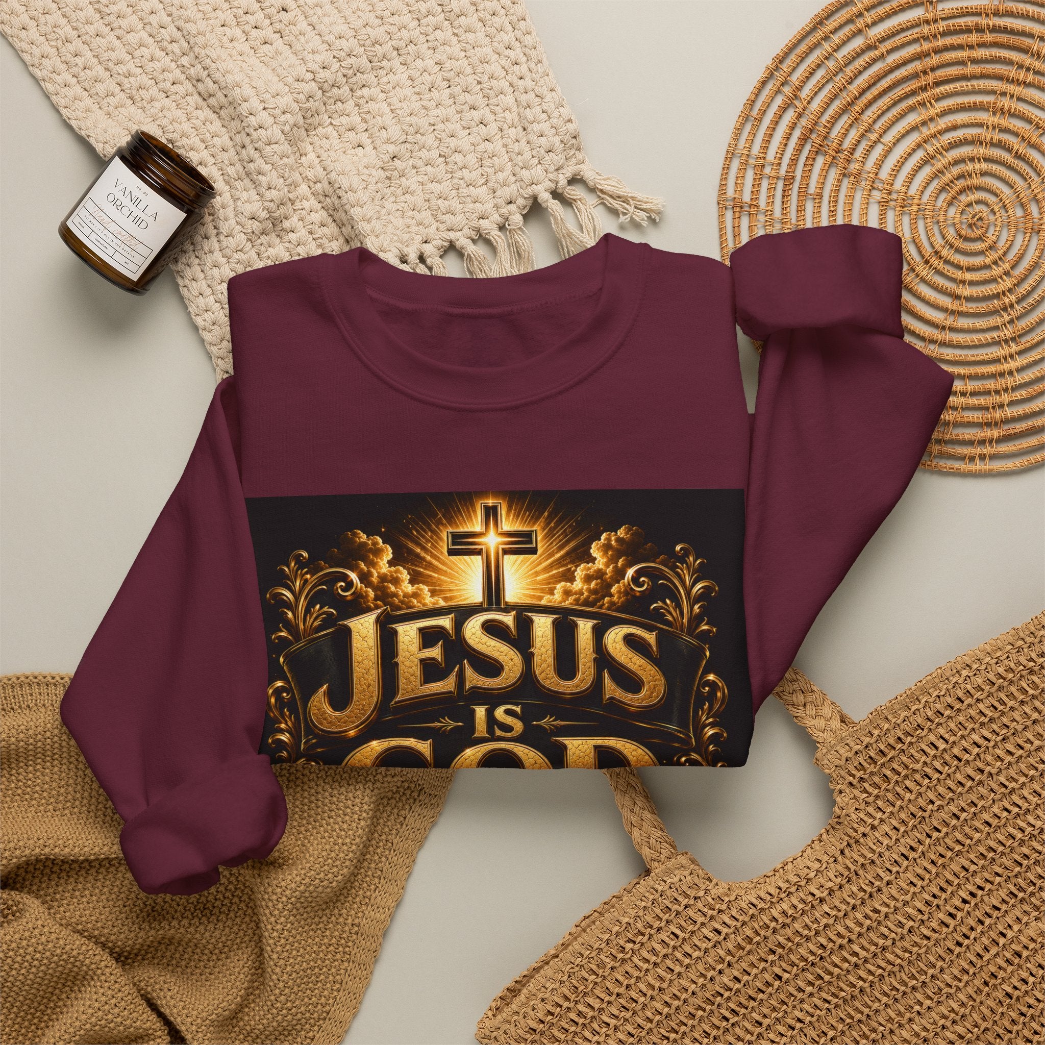 Jesus Is God Crewneck Sweatshirt — Christian Faith Graphic Sweatshirt