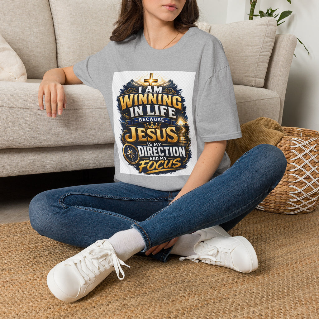 I Am Winning In Life Christian T-Shirt — "Jesus Is My Direction" Inspirational Faith Tee