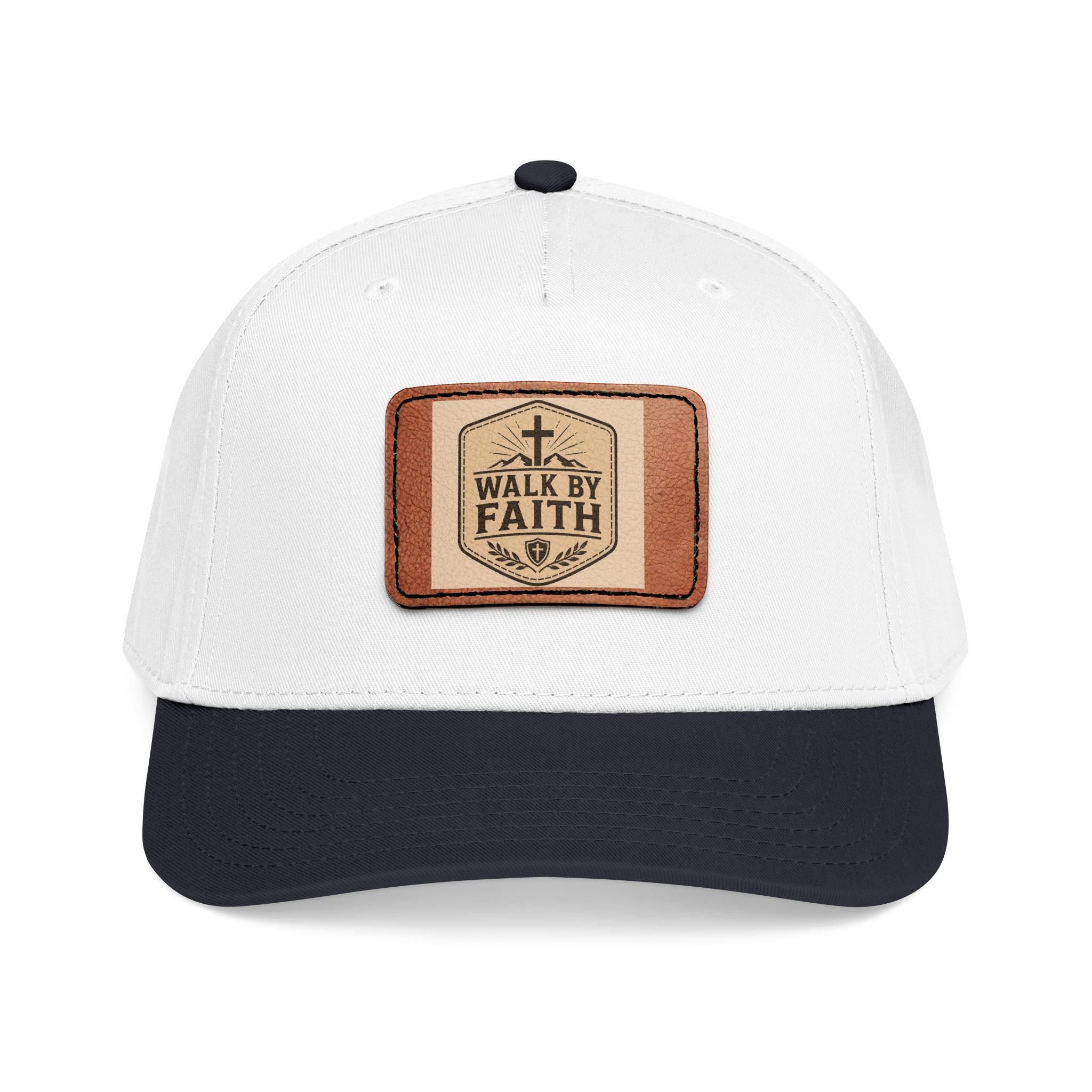 Mid Profile Baseball Cap with Leather Patch (Rectangle)