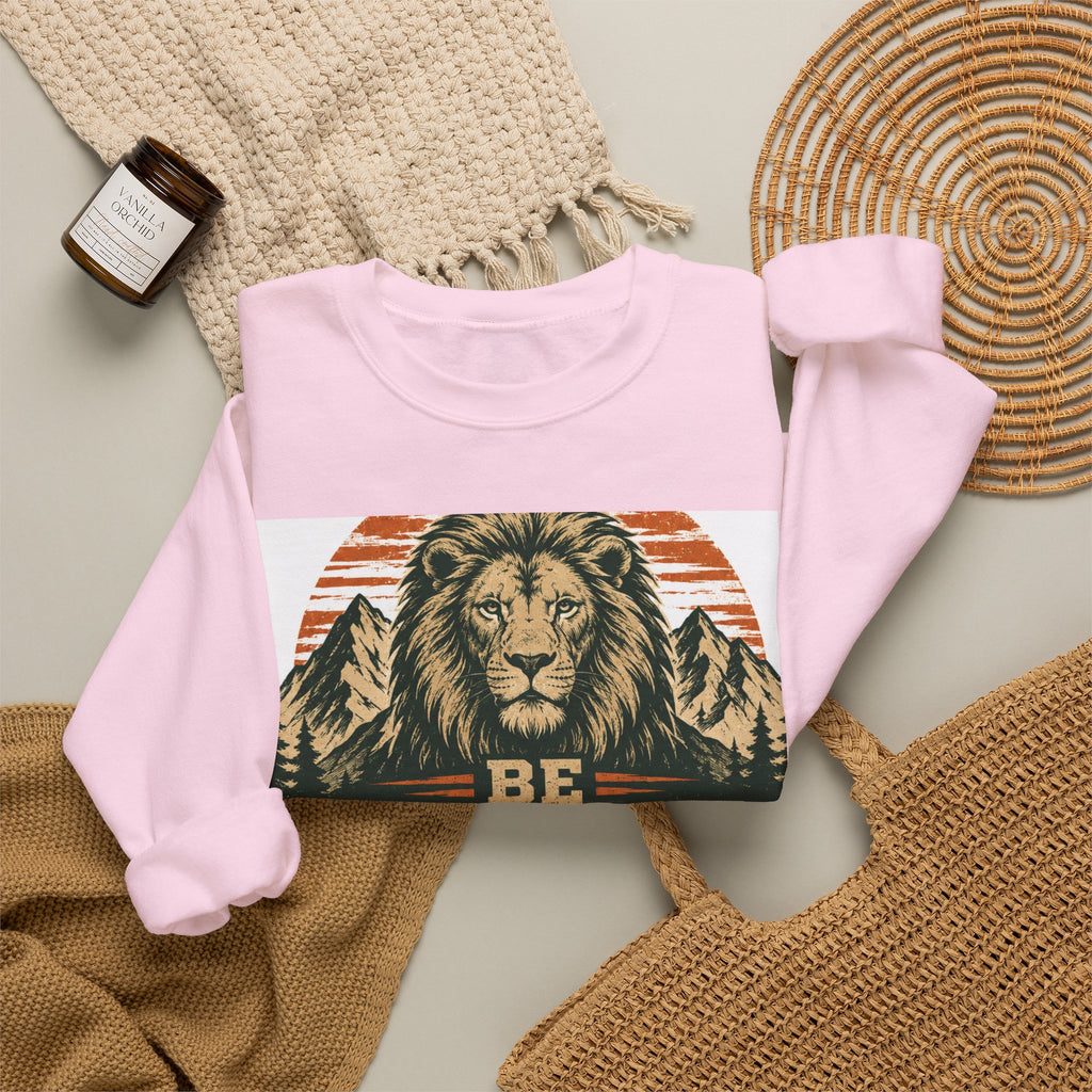 Be Strong and Courageous Crewneck Sweatshirt – Joshua 1:9 Lion Graphic