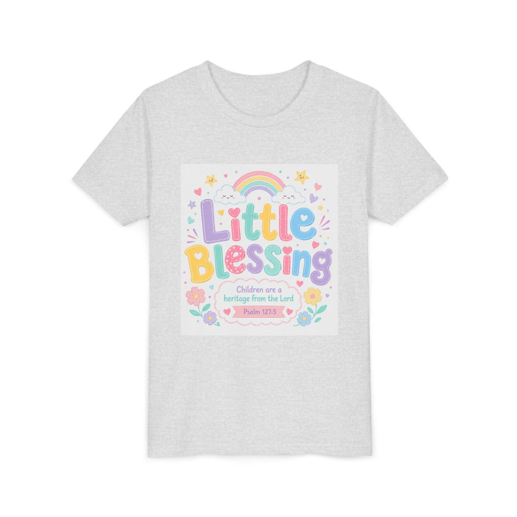 Youth Tee — “Little Blessing” Pastel Rainbow Kids T-Shirt