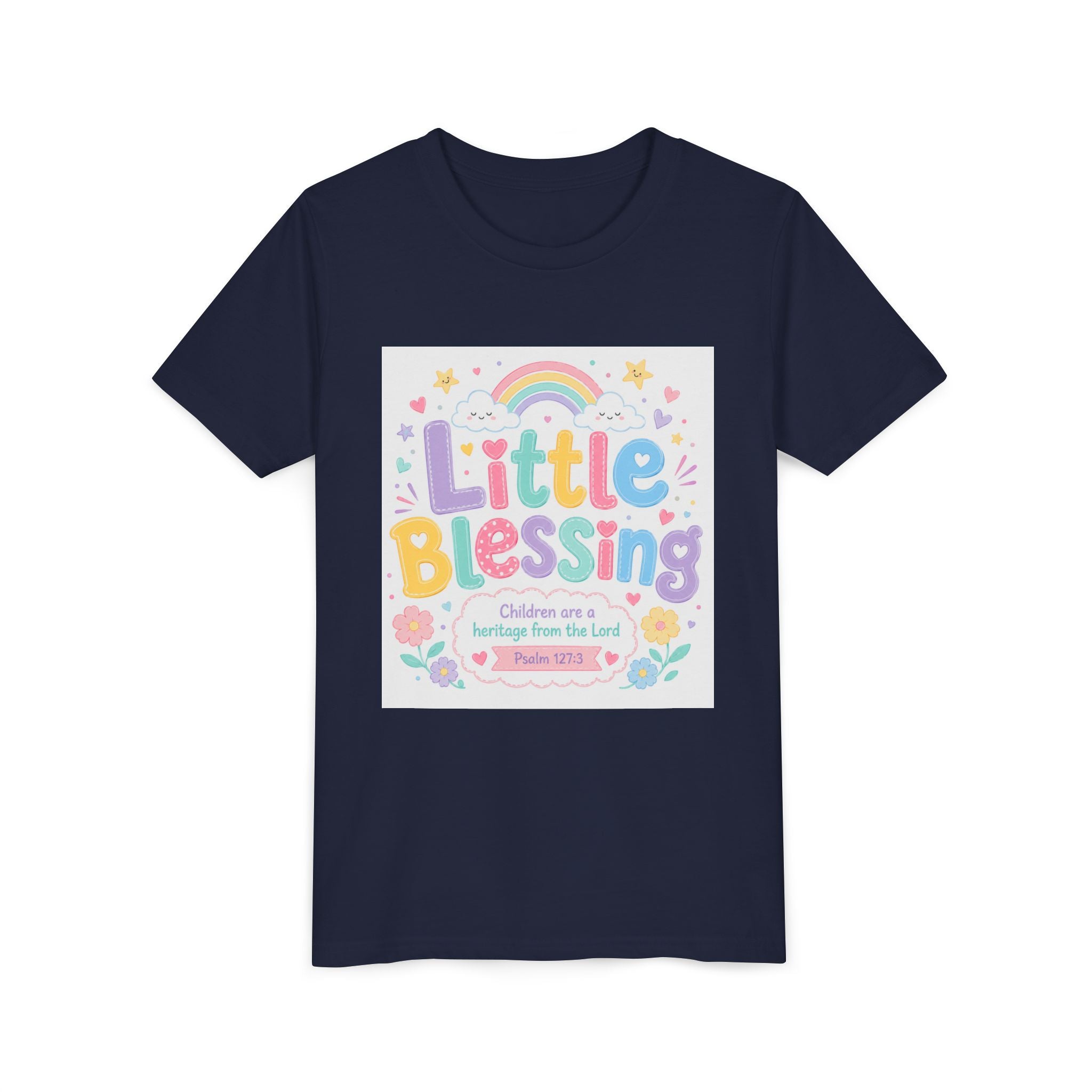 Youth Tee — “Little Blessing” Pastel Rainbow Kids T-Shirt