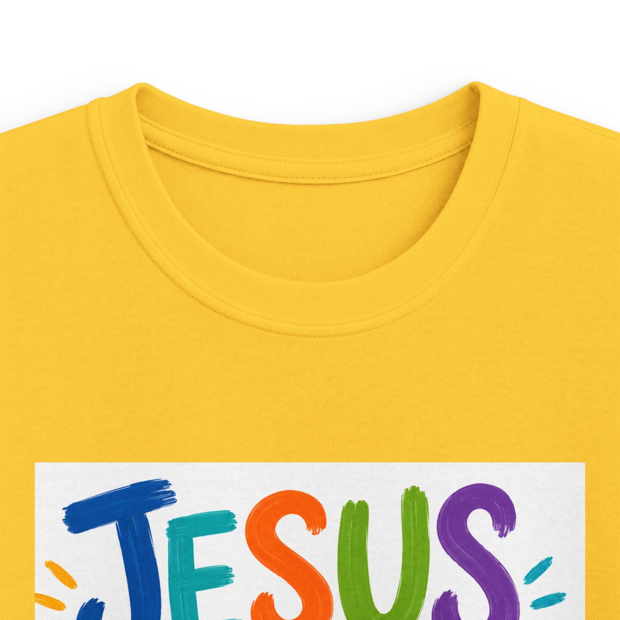 Kids Tee — "Jesus Loves Me" Colorful Scripture T‑Shirt (John 3:16)