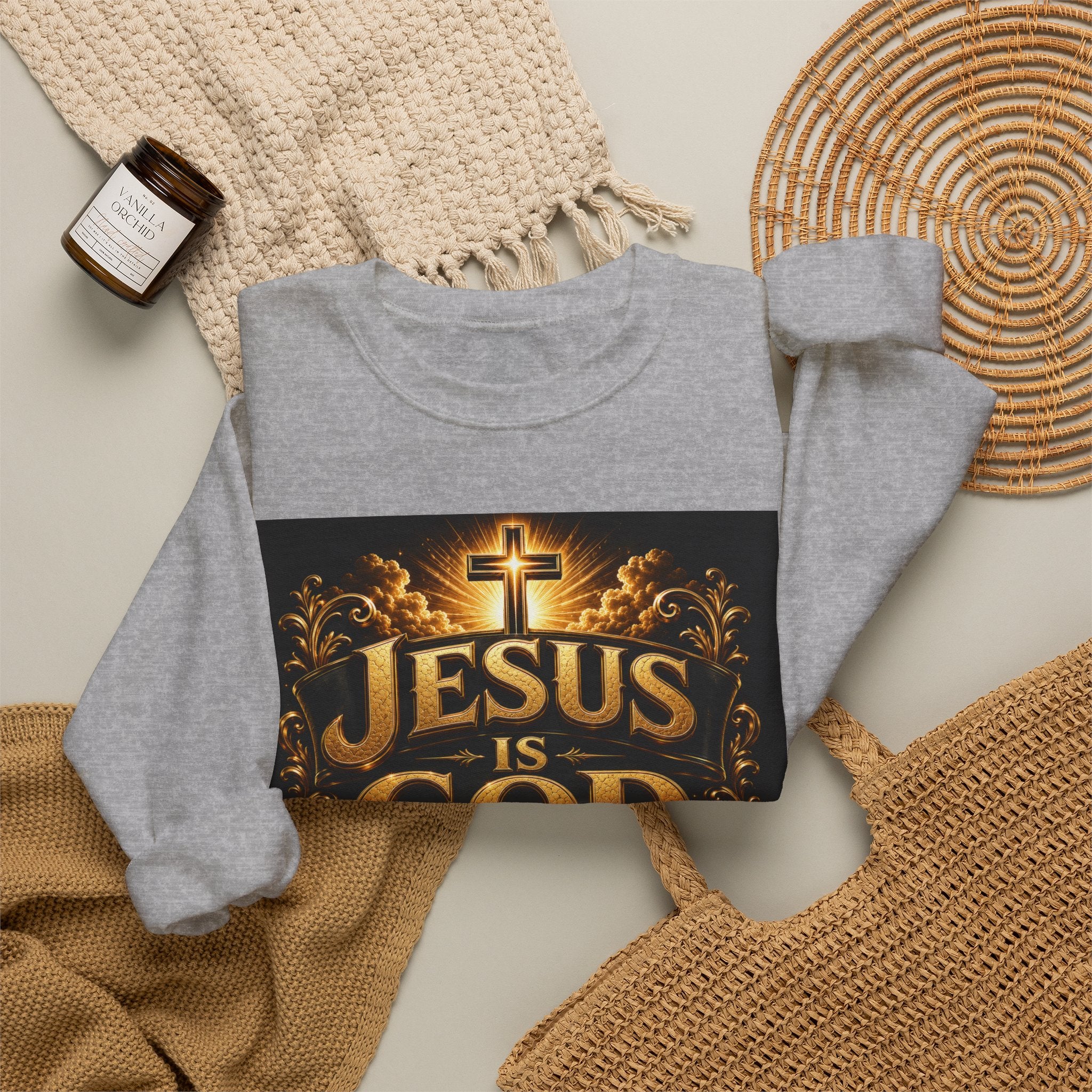 Jesus Is God Crewneck Sweatshirt — Christian Faith Graphic Sweatshirt
