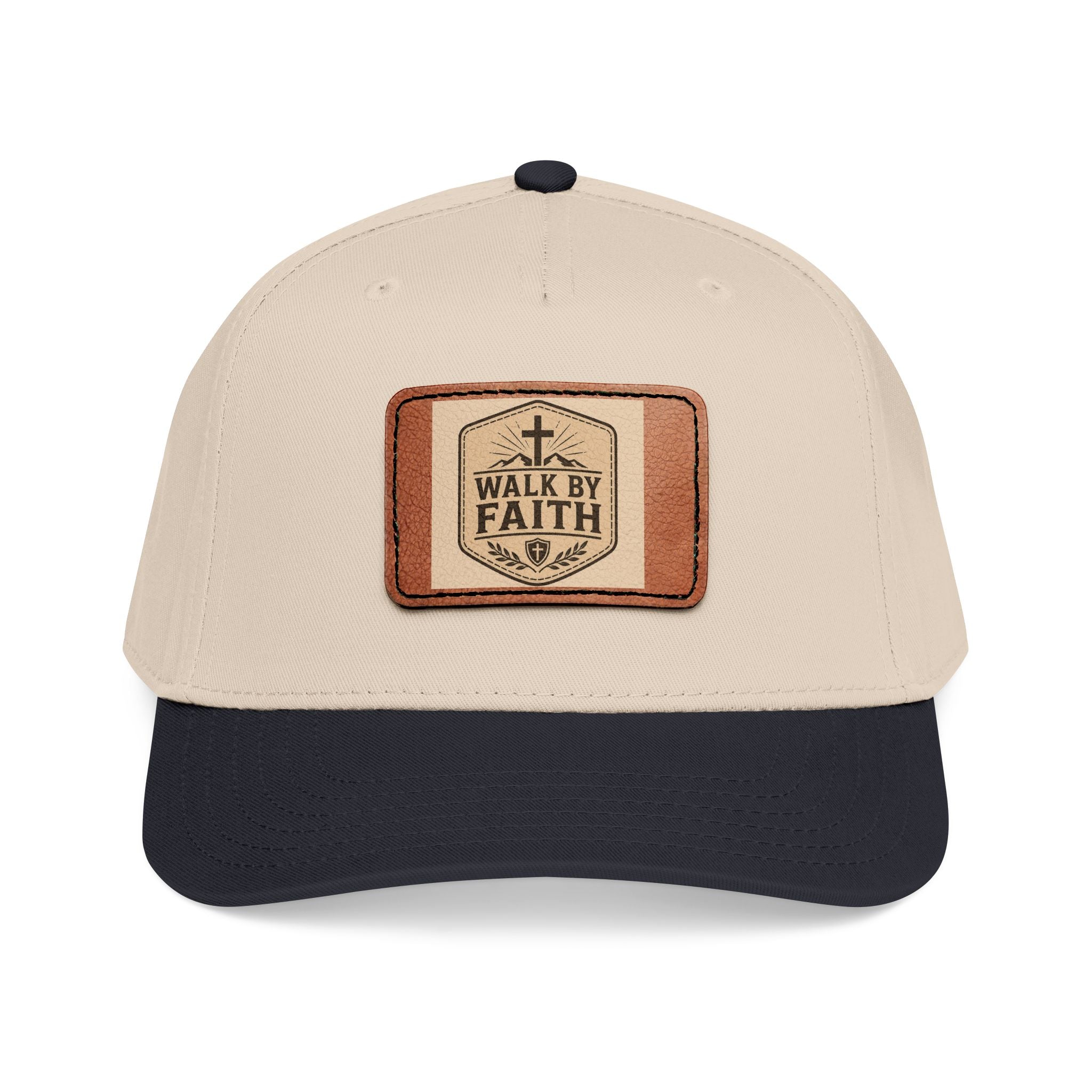 Mid Profile Baseball Cap with Leather Patch (Rectangle)