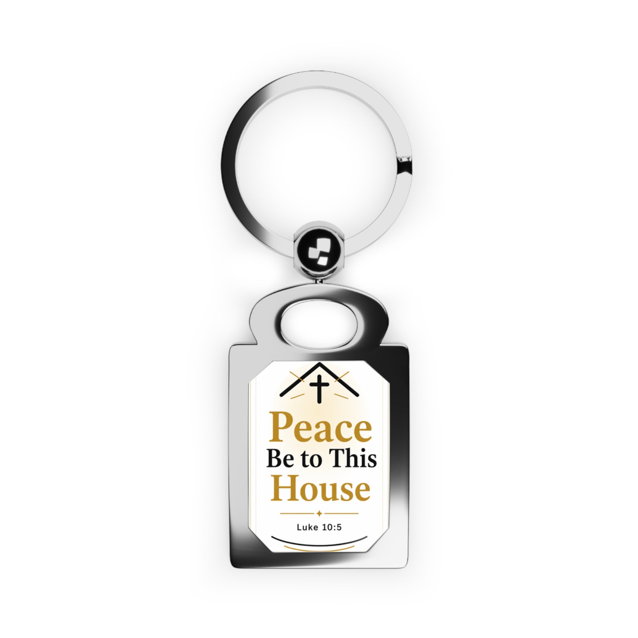 Peace Be to This House Rectangular Keyring — Christian Blessing Keychain (Luke 10:5)