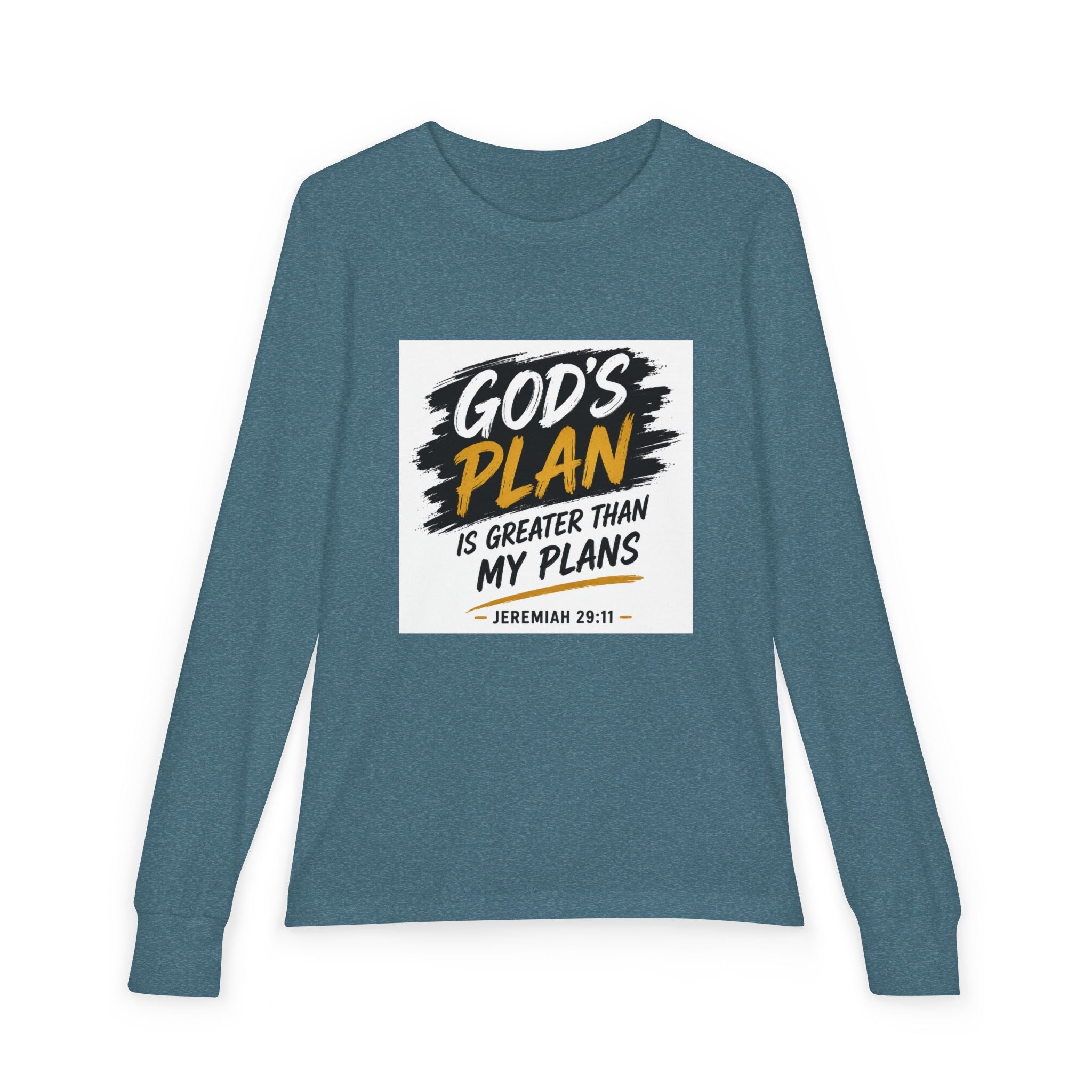 God's Plan Youth Long Sleeve Tee — "God's Plan Is Greater Than My Plans" Christian Kids Shirt