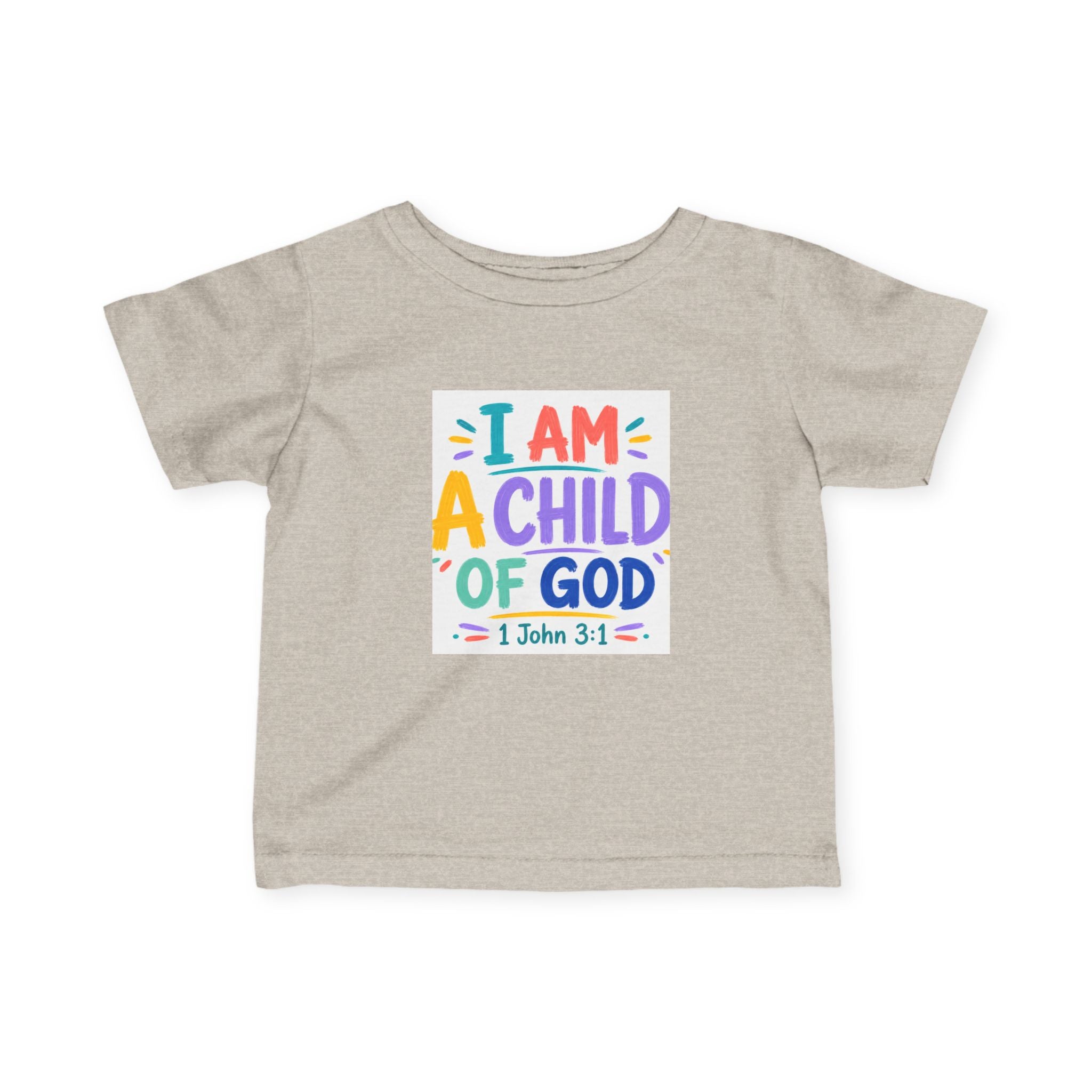 Infant Tee — "I Am A Child of God" Colorful Christian Baby Shirt (1 John 3:1)