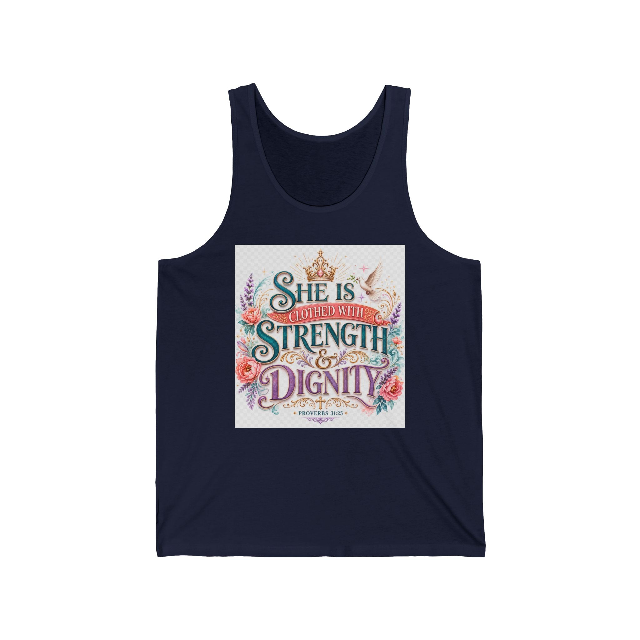 She Is Clothed With Strength & Dignity Tank — Inspirational Floral Women’s Tank Top