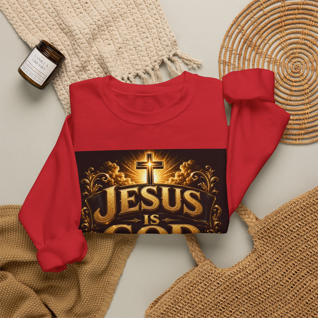 Jesus Is God Crewneck Sweatshirt — Christian Faith Graphic Sweatshirt