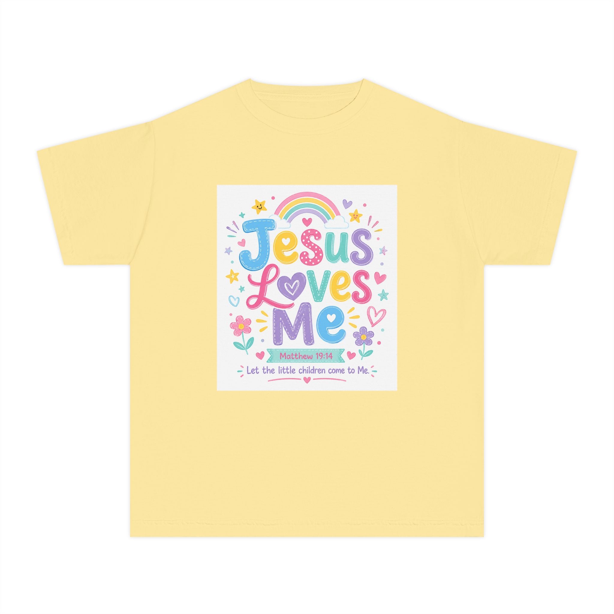 Youth Tee - "Jesus Loves Me" Colorful Kids Christian Graphic Shirt