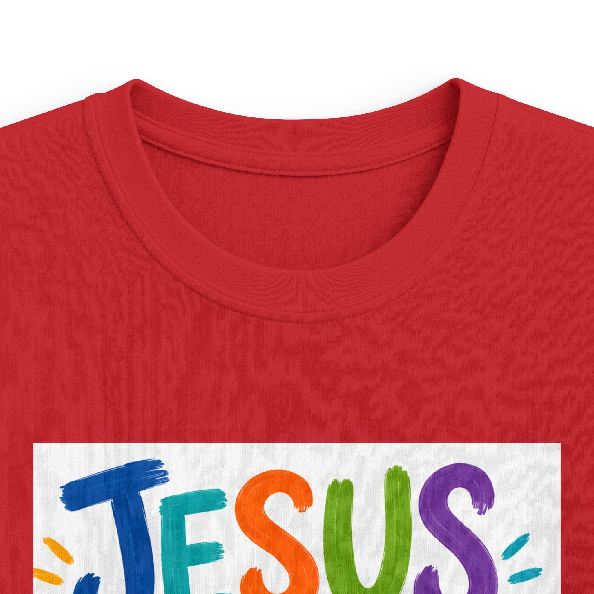 Kids Tee — "Jesus Loves Me" Colorful Scripture T‑Shirt (John 3:16)