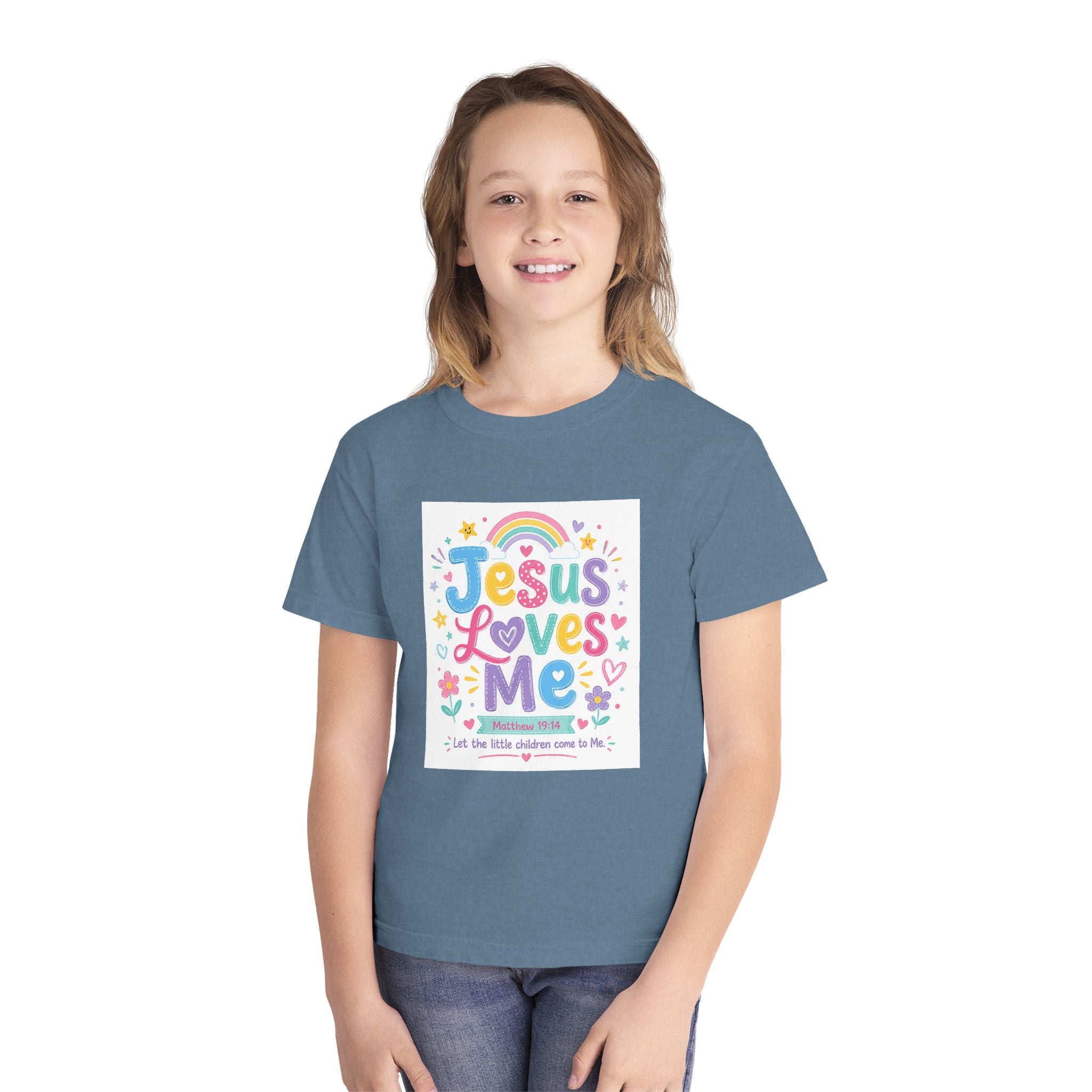 Youth Tee - "Jesus Loves Me" Colorful Kids Christian Graphic Shirt