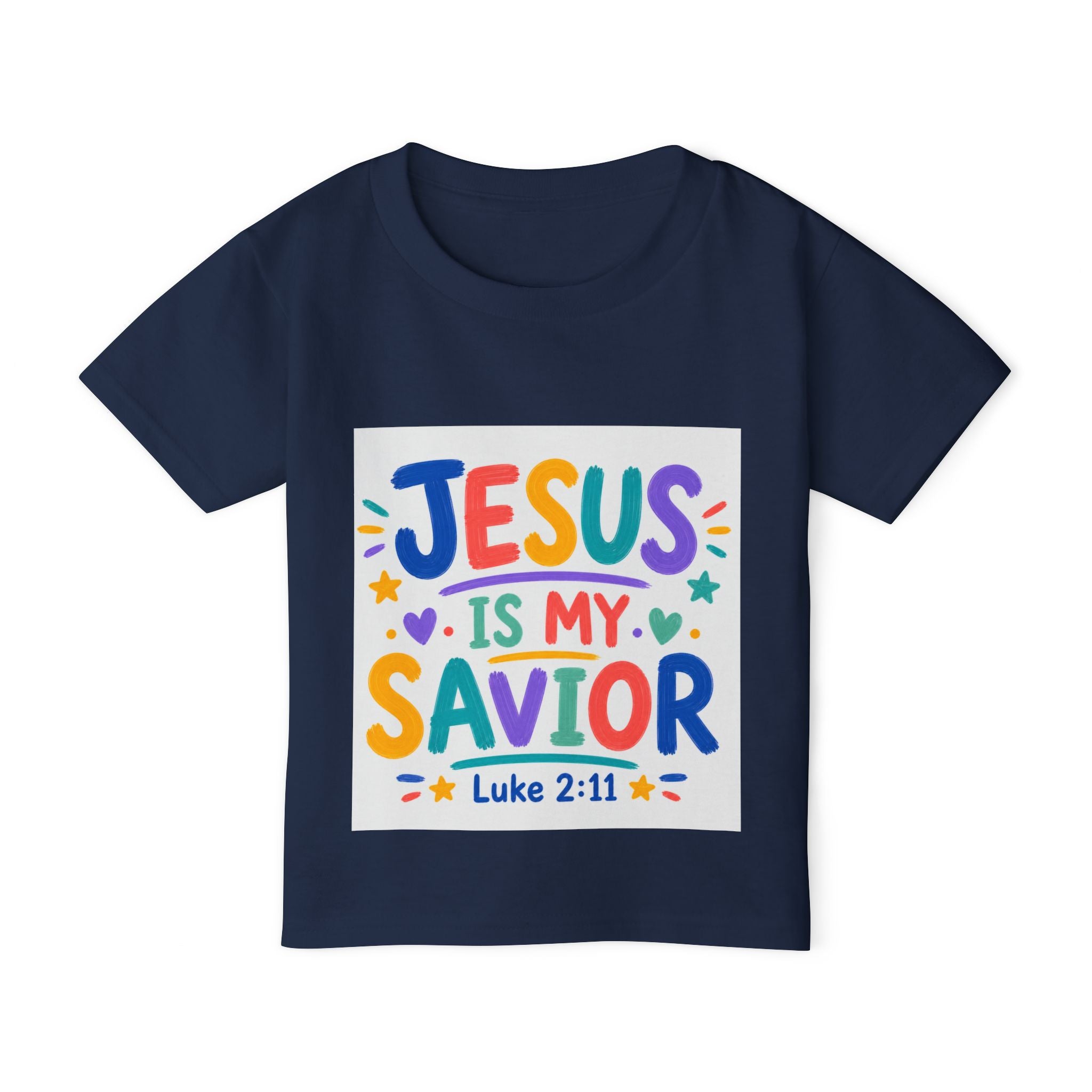 Toddler T-Shirt — "Jesus Is My Savior" Colorful Christian Kids Tee (Luke 2:11)