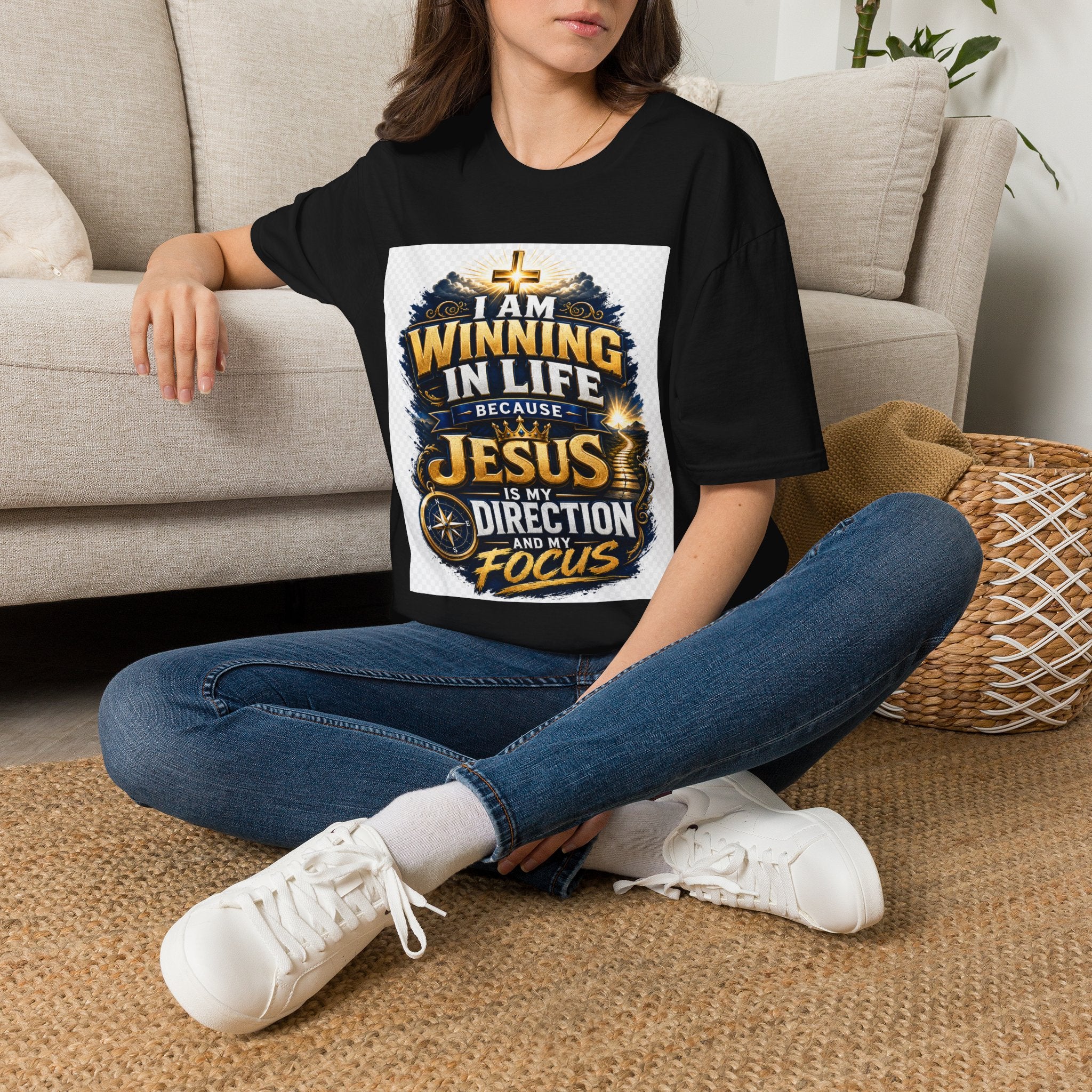 I Am Winning In Life Christian T-Shirt — "Jesus Is My Direction" Inspirational Faith Tee