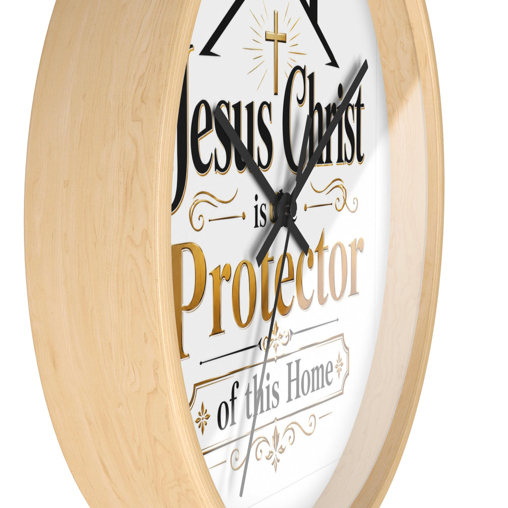 Jesus Christ Protector of This Home Wall Clock — Christian Home Décor