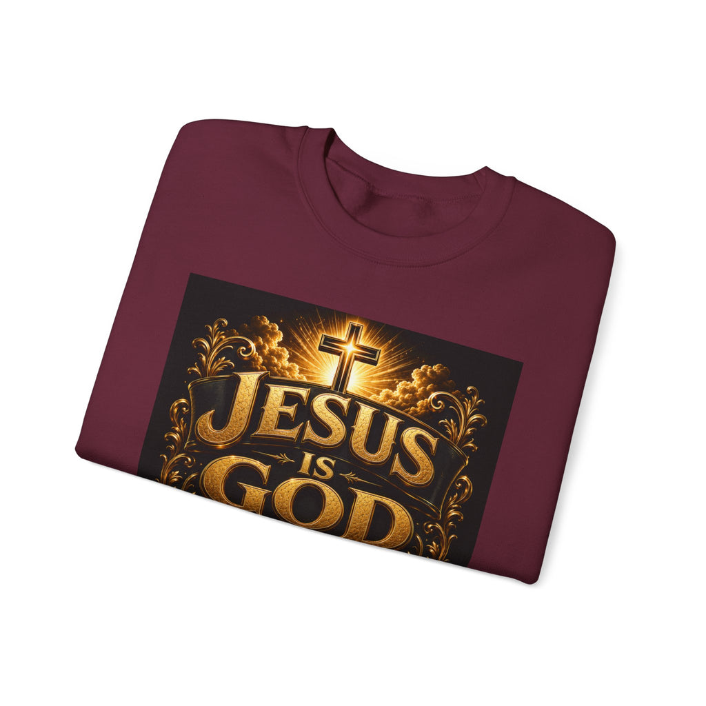 Jesus Is God Crewneck Sweatshirt — Christian Faith Graphic Sweatshirt