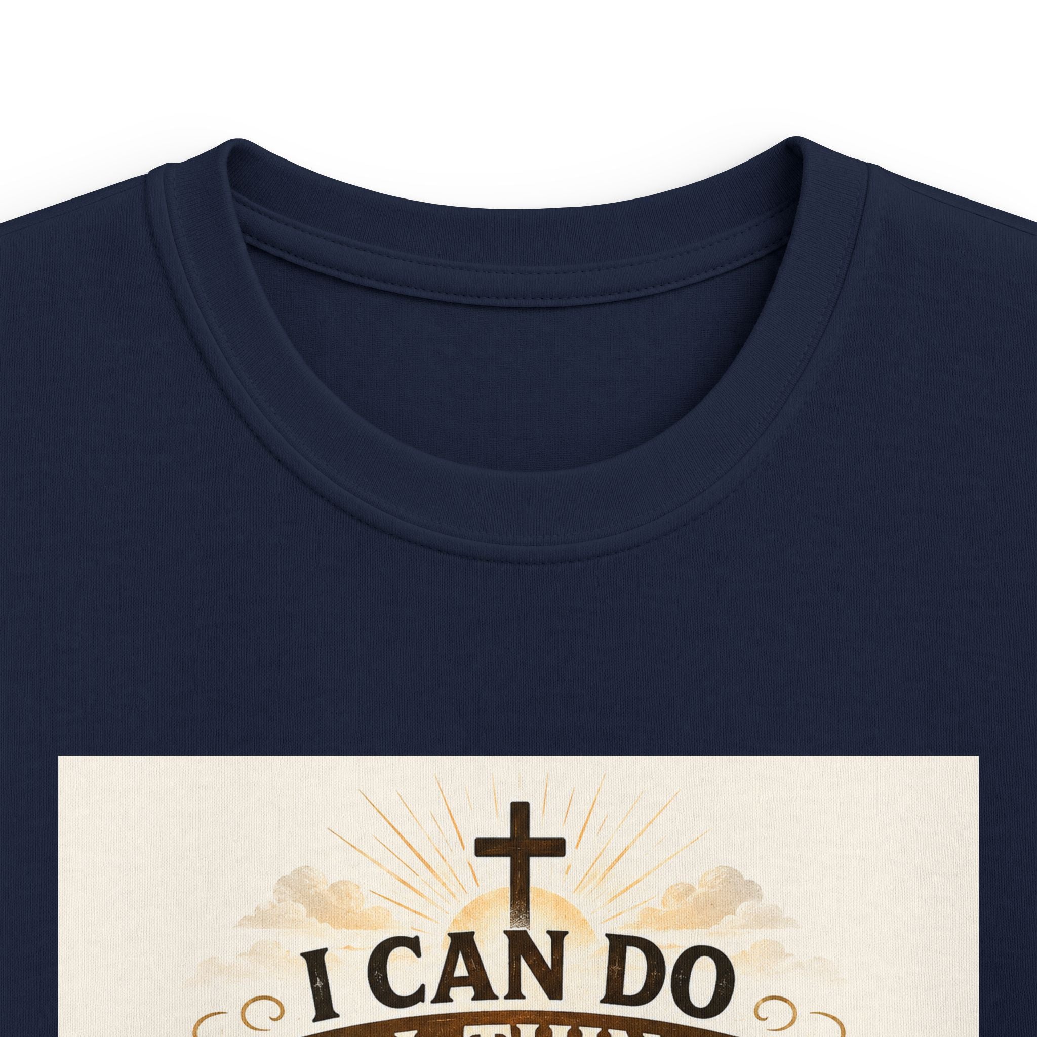 Kids Christian Tee — “I Can Do All Things Through Christ” Bible Verse Shirt