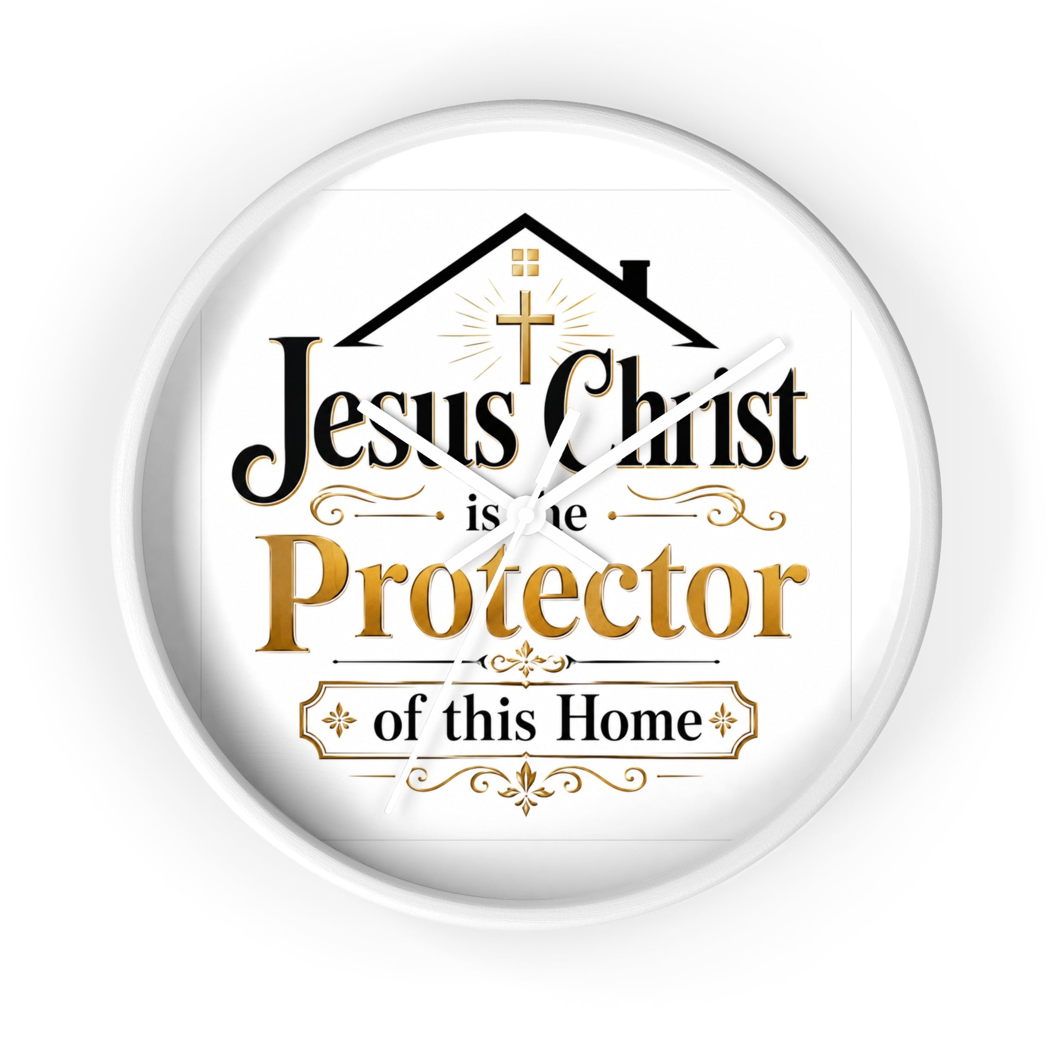 Jesus Christ Protector of This Home Wall Clock — Christian Home Décor