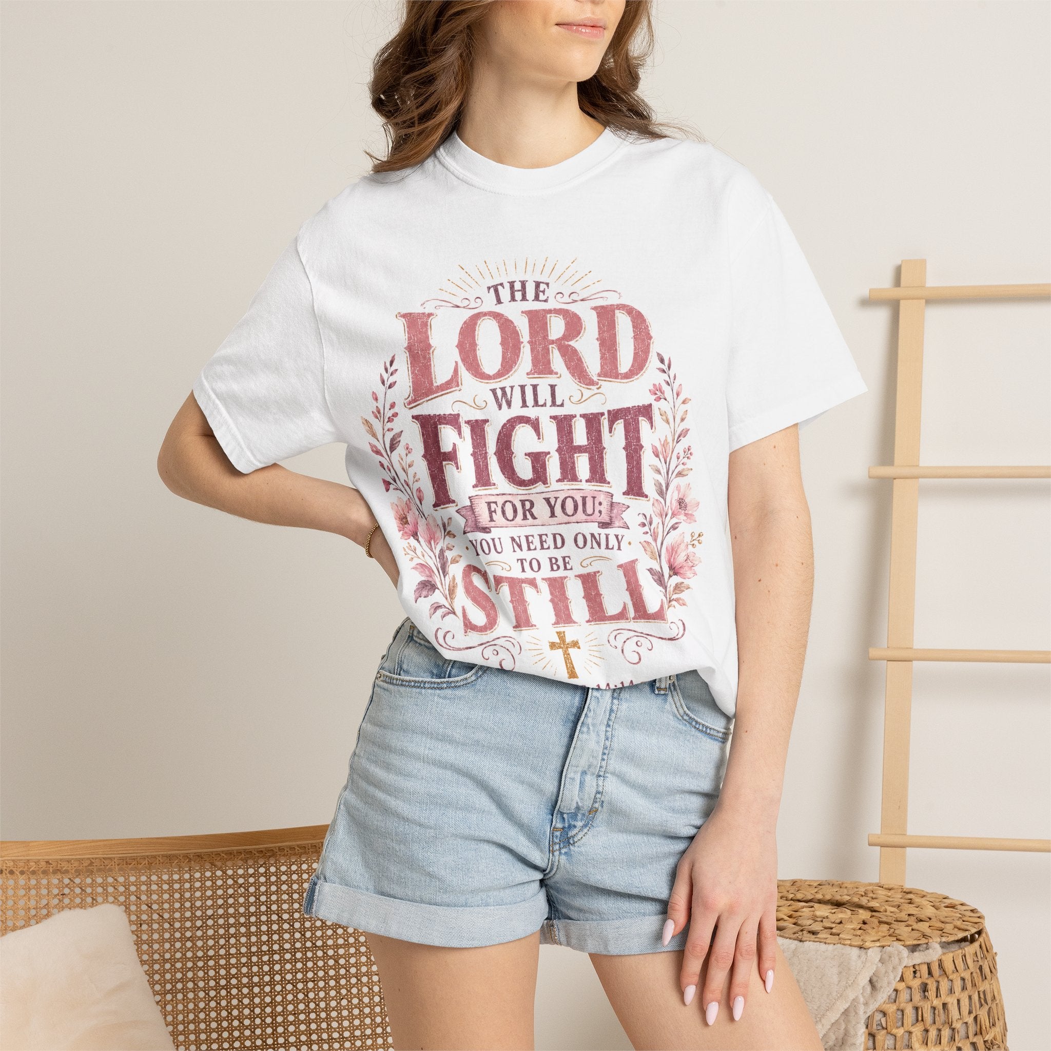 Men's Christian T‑Shirt — "The Lord Will Fight for You; Be Still" Faith Graphic Tee