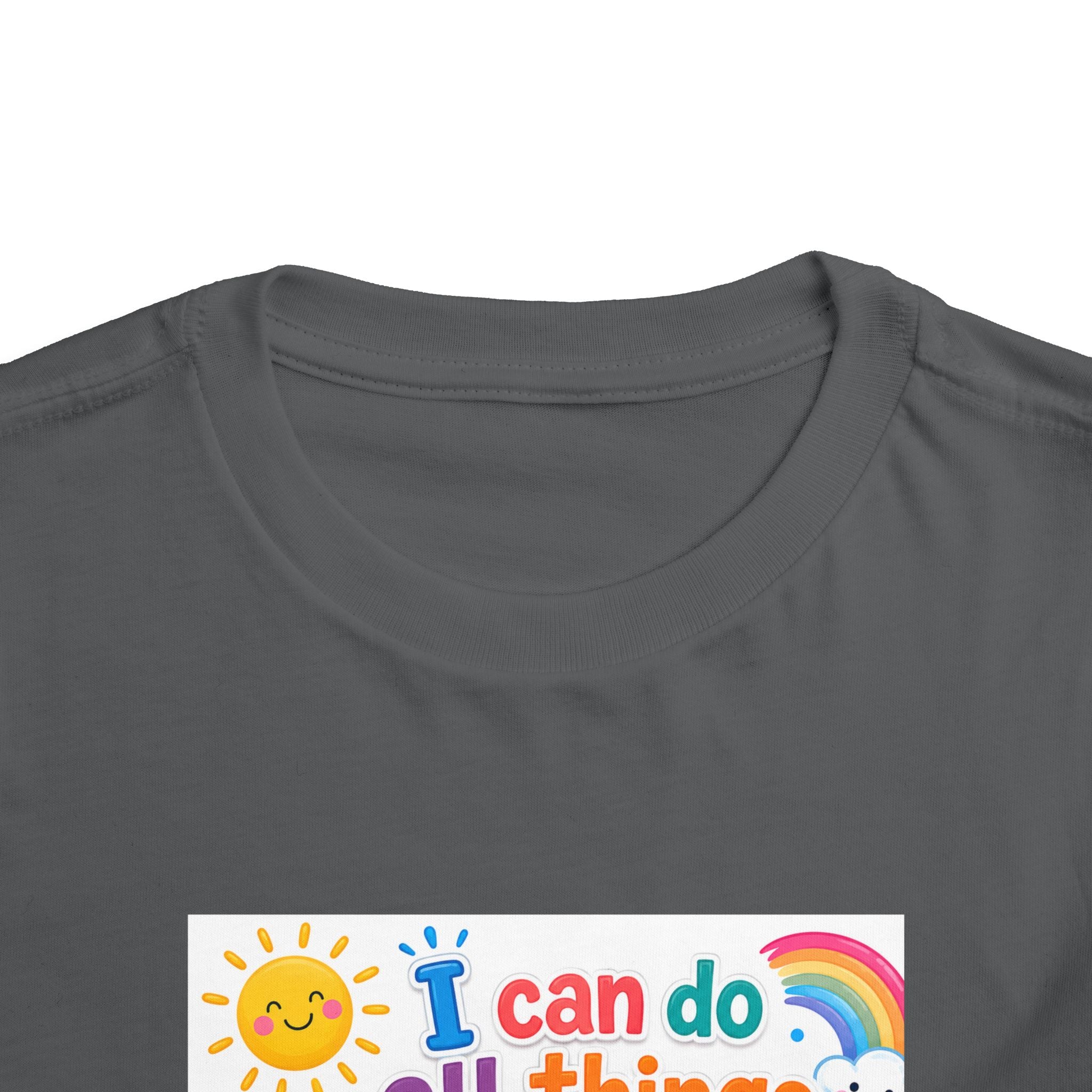 Toddler Tee — "I Can Do All Things Through Christ" Colorful Faith Shirt (Philippians 4:13)