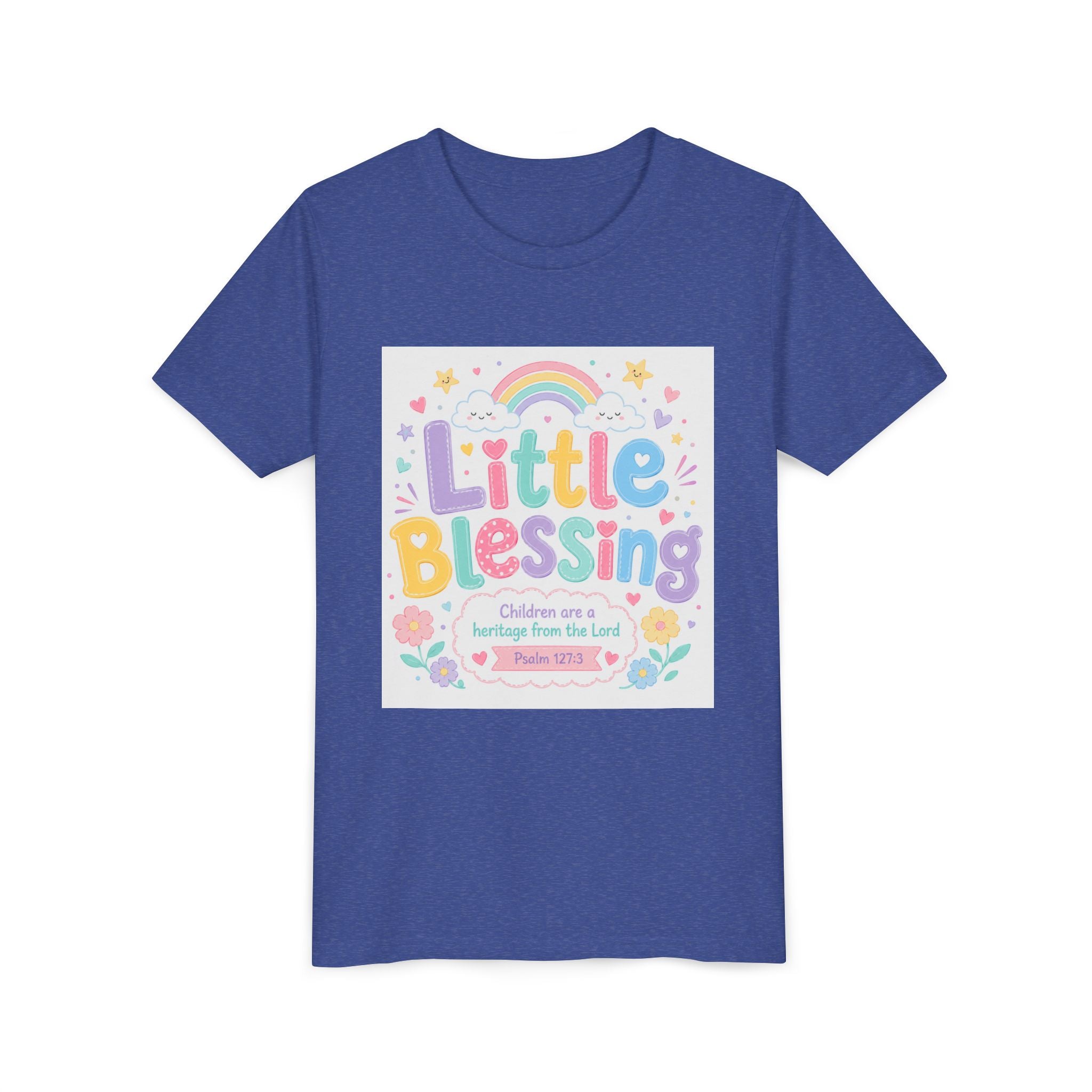 Youth Tee — “Little Blessing” Pastel Rainbow Kids T-Shirt