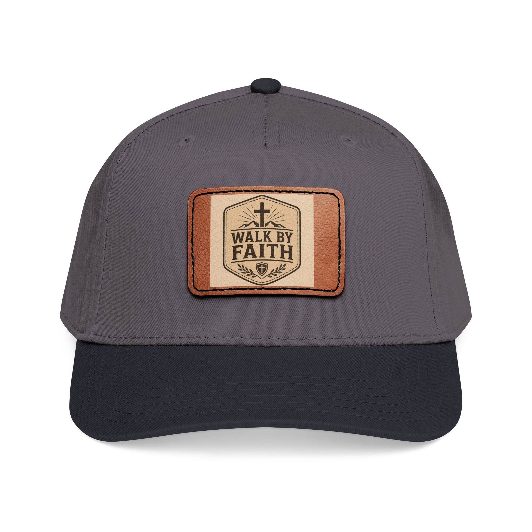 Mid Profile Baseball Cap with Leather Patch (Rectangle)